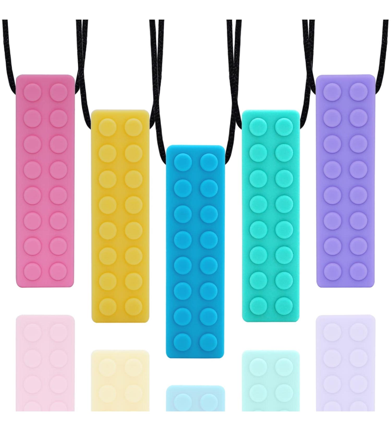 Sensory Chew Necklace Bundle for Kids and Adults - 5 Pack Silicone Teething Aid for Autism ADHD Biting Needs - Buy Online on SooperMarket.com