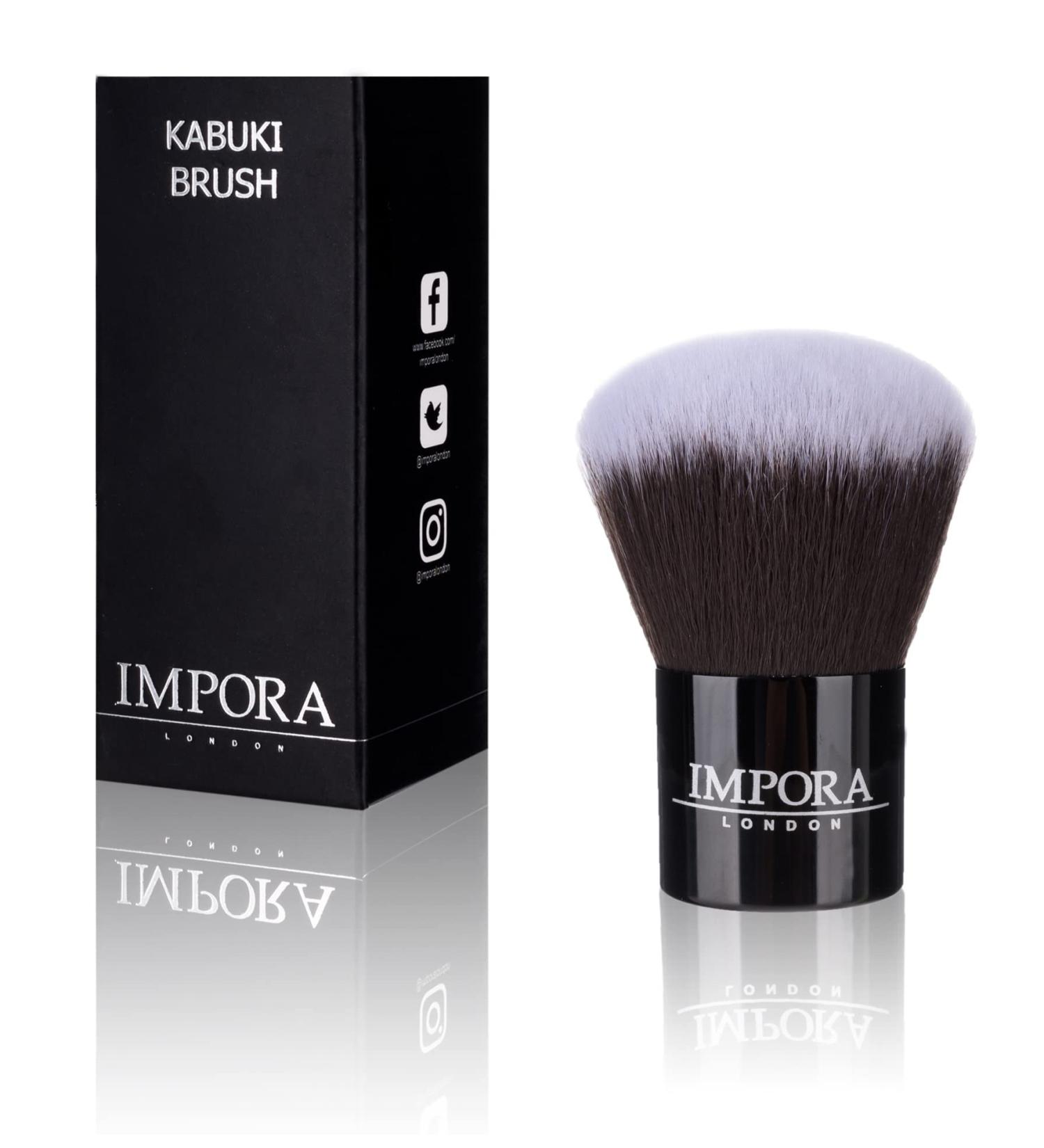 Kabuki Powder Makeup Brush by Impora London - Ideal for Powders, Blush, Bronzer, Foundation, Mineral Make up | Black - Buy Online on SooperMarket.com
