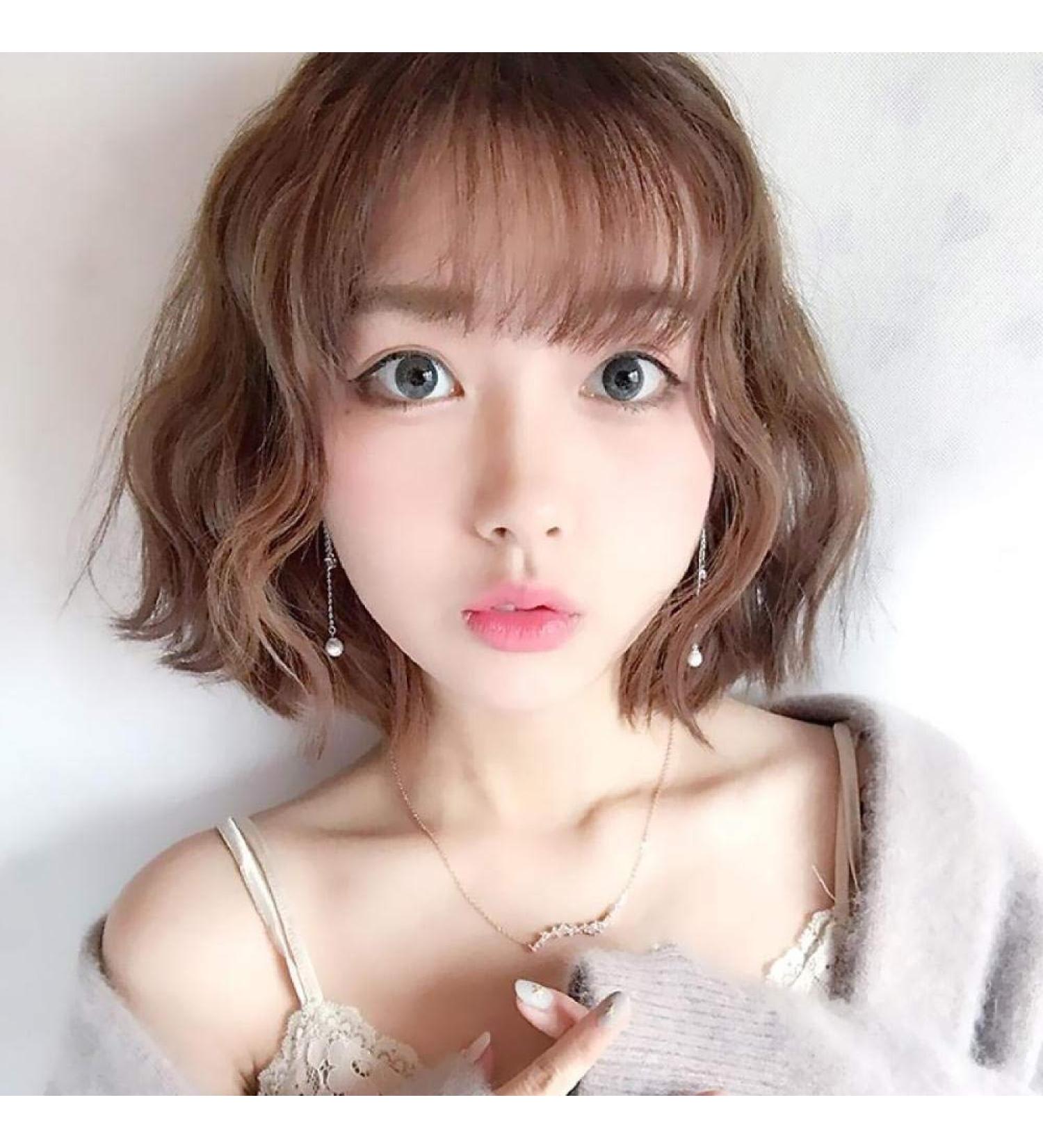 Short Curly Wig for Women - Natural Fluffy Korean Wave Headgear in Dark Brown - Cute & Stylish for Round Faces - Buy Online on SooperMarket.com