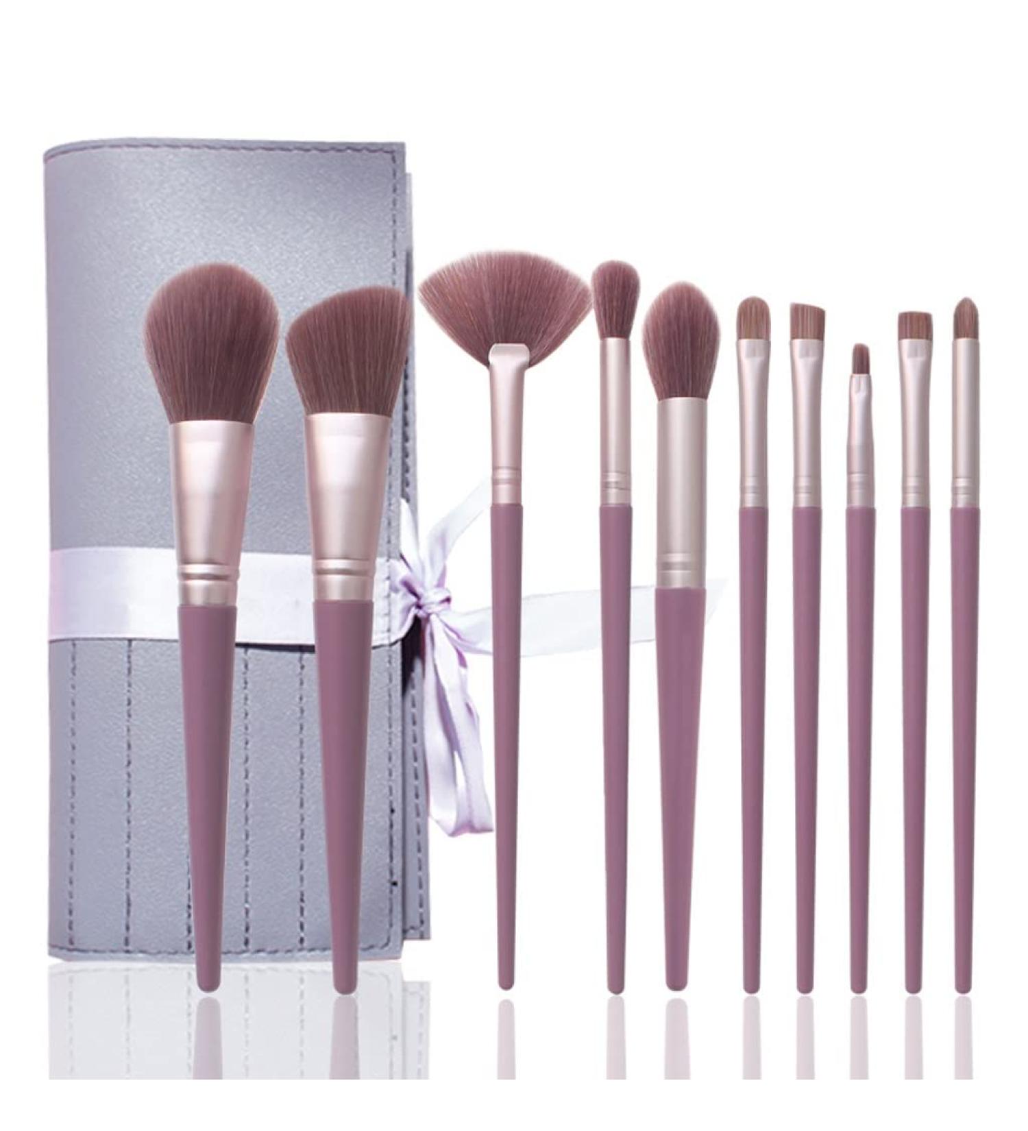 DFHBFG Makeup Brush Set - 10 Soft Hair Brushes for Blush Powder & Foundation | Universal Long Pole Design - Buy Online on SooperMarket.com