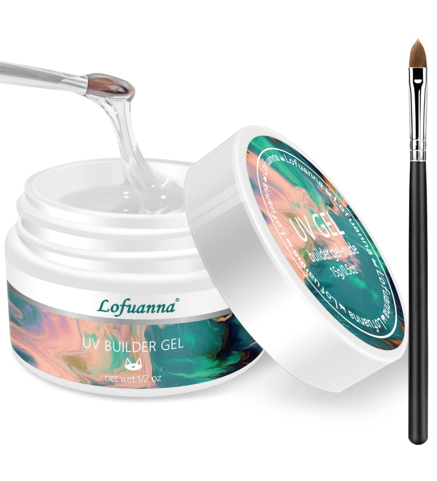Lofuanna 15g Clear Builder Nail Gel - Nail Leveling Gel with Acrylic Brush for Nail Strengthening and Manicure Set - Self-Leveling Nail Repair and Extension Gel (0.5oz) - Buy Online on SooperMarket.com