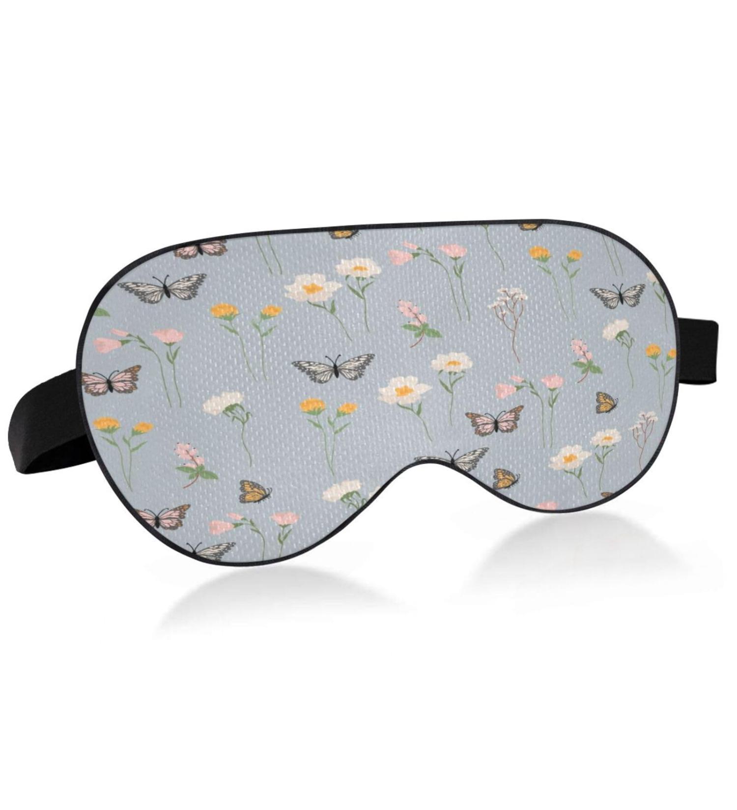WELLDAY Butterfly and Wildflowers Sleep Mask - Soft Comfort Eye Shade Cover for Men and Women - Adjustable Strap for Complete Blockout Light - Buy Online on SooperMarket.com