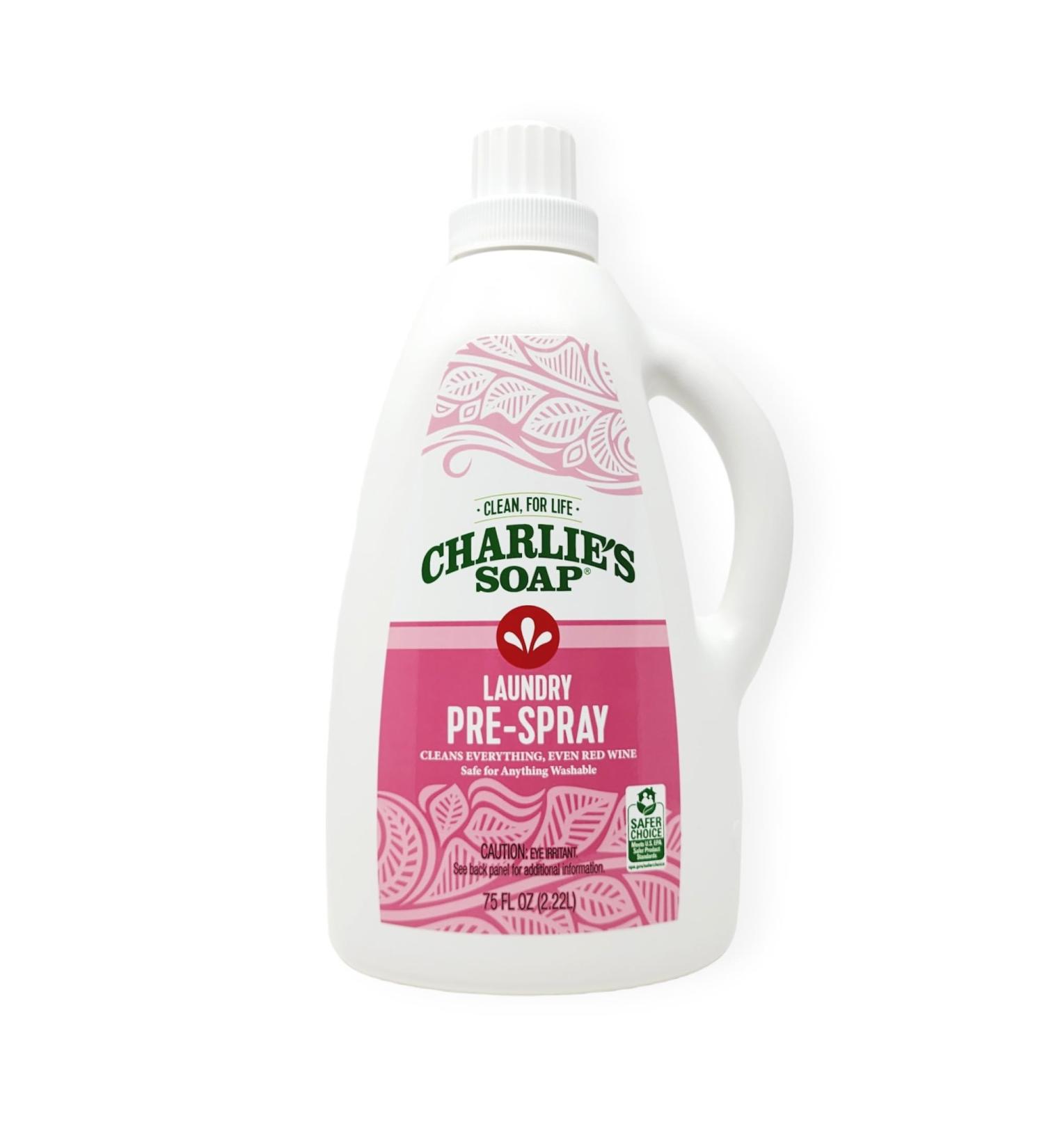 Charlie's Soap Laundry Pre-Spray Stain Remover Refill 75oz - Natural Eco-Friendly Laundry Pretreat for Tough Stains - International Shipping Available - Buy Online on SooperMarket.com