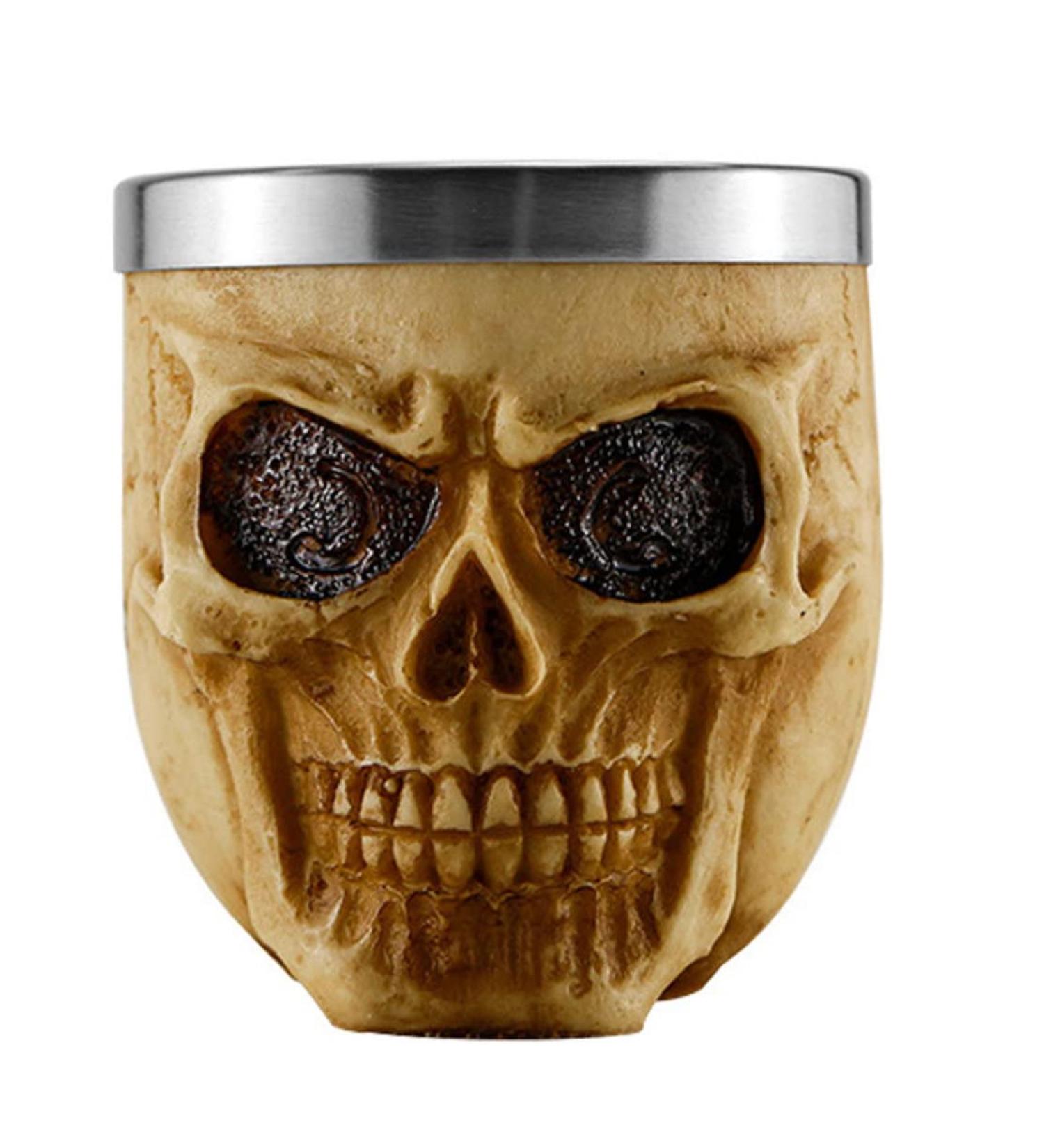Stainless Steel Shaving Bowl Soap Cup for Foaming | Beard Brush Shaving Mug Skull Design - Buy Online on SooperMarket.com