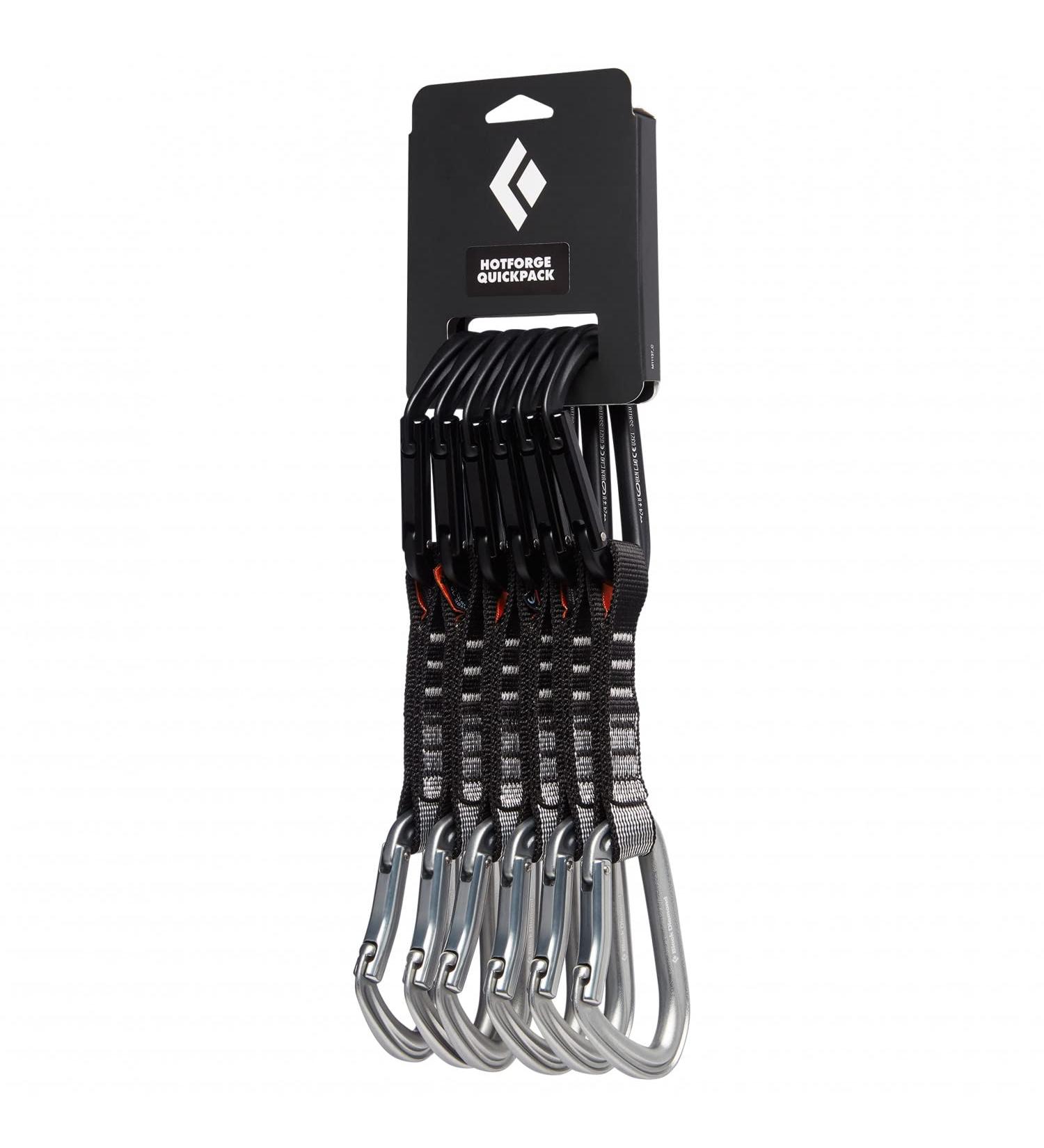 Black Diamond Hotforge Hybrid Draw Carabiner Quickpack 12cm (6 Pack), Hotforge Straightgate (top) and Hotforge Bentgate (Bottom) Light Gray