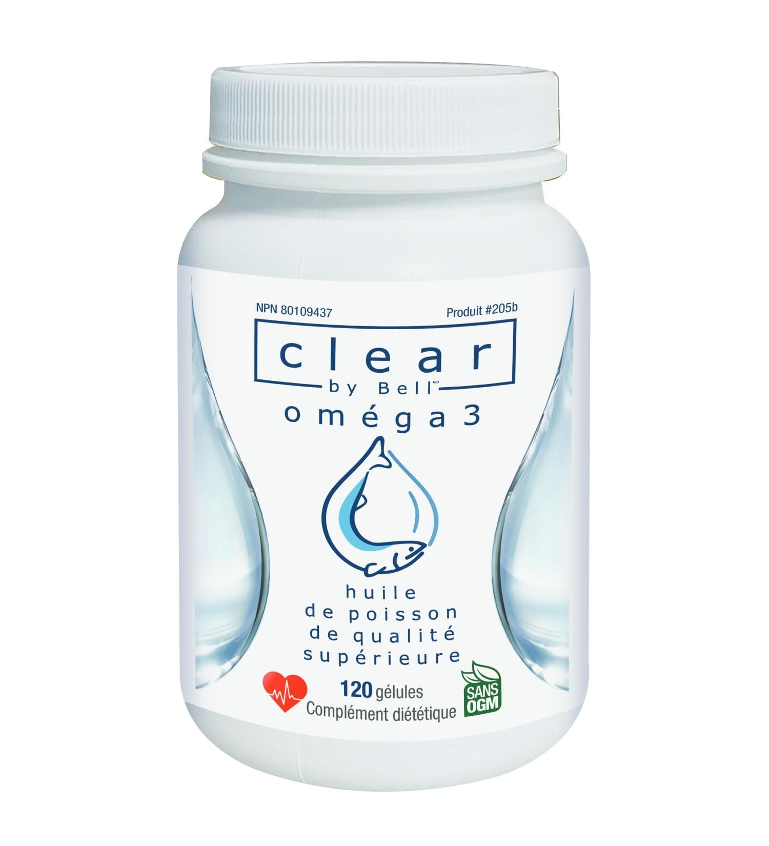 clear by Bell Omega 3 - Pure Premium Fish Oil for Men and Women - Cholesterol Free - Low Repeat and Smell - 120 Softgels 120 count (Pack of 1) - Buy Online on SooperMarket.com