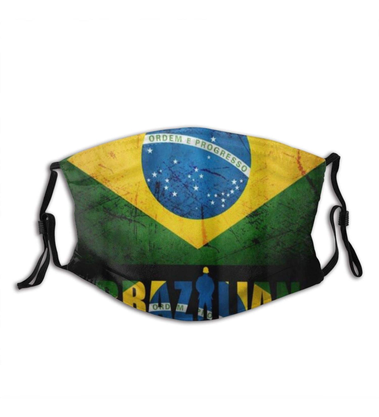 Brazilian Flag Jiu Jitsu Cotton Washable Nose Wired Face Cover Filter Pocket Wide Cover with Filter - Buy Online on SooperMarket.com