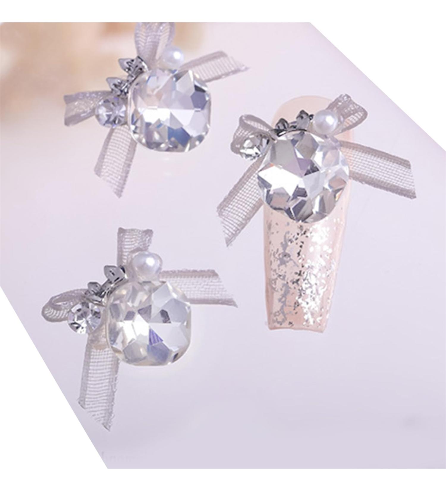 3pcs Stand Out With Organza Bowknot Nail Art Rhinestones Accessories For Fingernail Decor Nail Art Tools White - Buy Online on SooperMarket.com