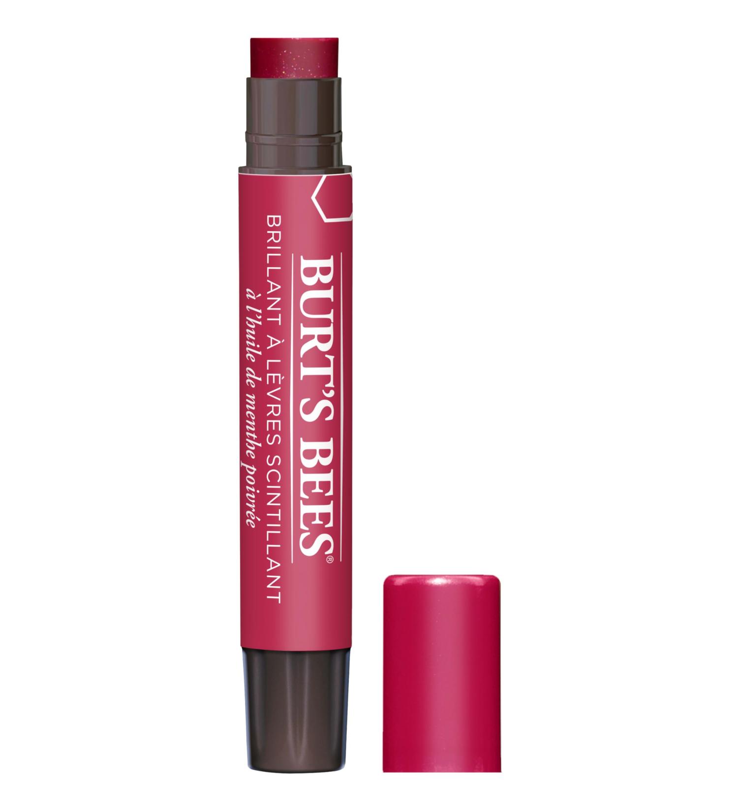 Burt's Bees Rhubarb Lip Shimmer with Peppermint Oil 2.55g - 100% Natural Origin | Moisturizing Lip Shimmer - 1 Count - Buy Online on SooperMarket.com