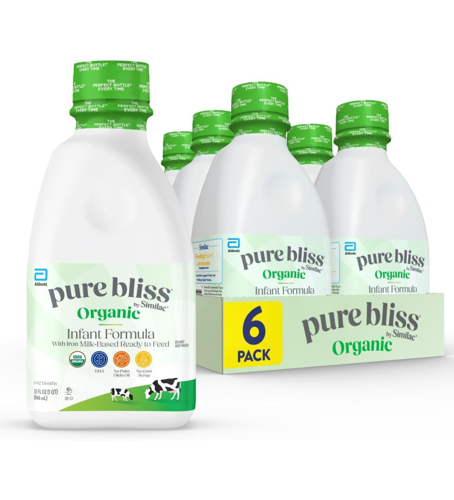 Similac Pure Bliss Organic Infant Formula 0-12 months - 32 Fl. Oz. - Pack of 6 - Buy Online on SooperMarket.com