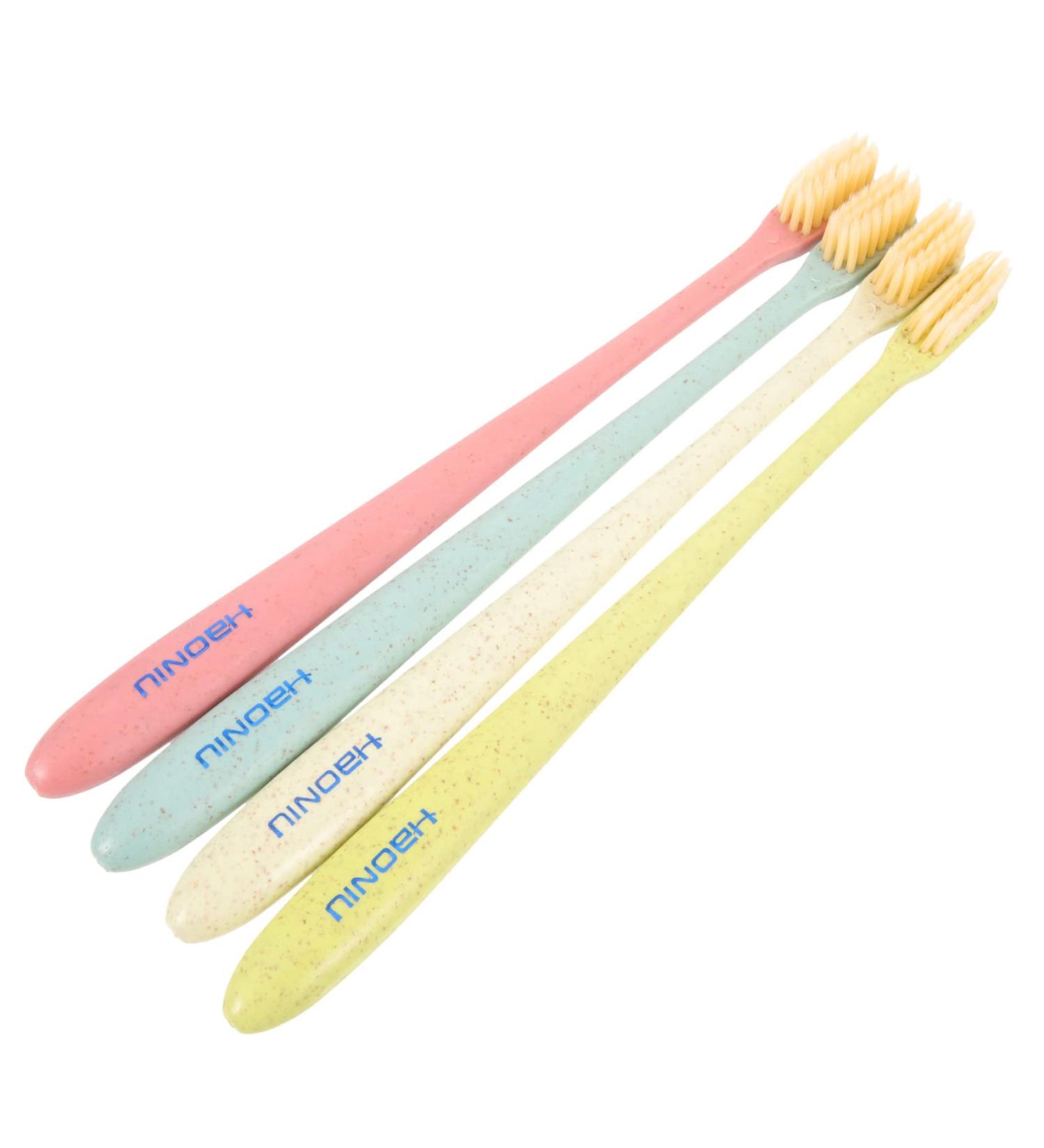 KOMBIUDA Manual Toothbrush Set - 4 Soft Plastic Brushes for Adults & Travel Includes Tongue Brush - Optimal Oral Care - Buy Online on SooperMarket.com