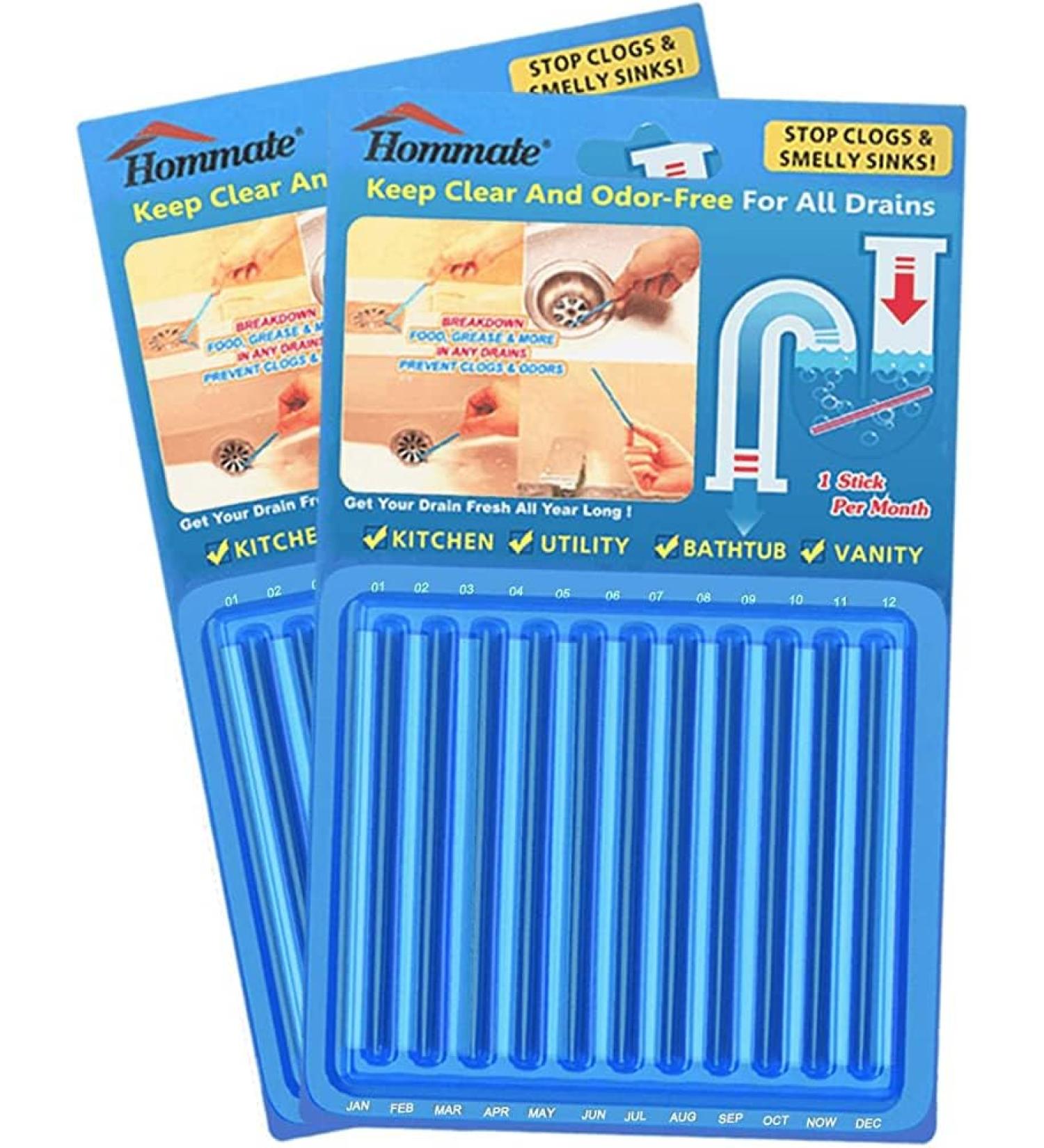 DRAIN STICKS FOR UNBLOCKING - 12 Pack - Enzyme Foam Pipe Cleaner & Unblocks Clogged Drains | Make Drains Flow Easy Sticks | Outdoor Drain Unblocker | Foaming Kitchen & Toilet Drain Cleaner - Buy Online on SooperMarket.com