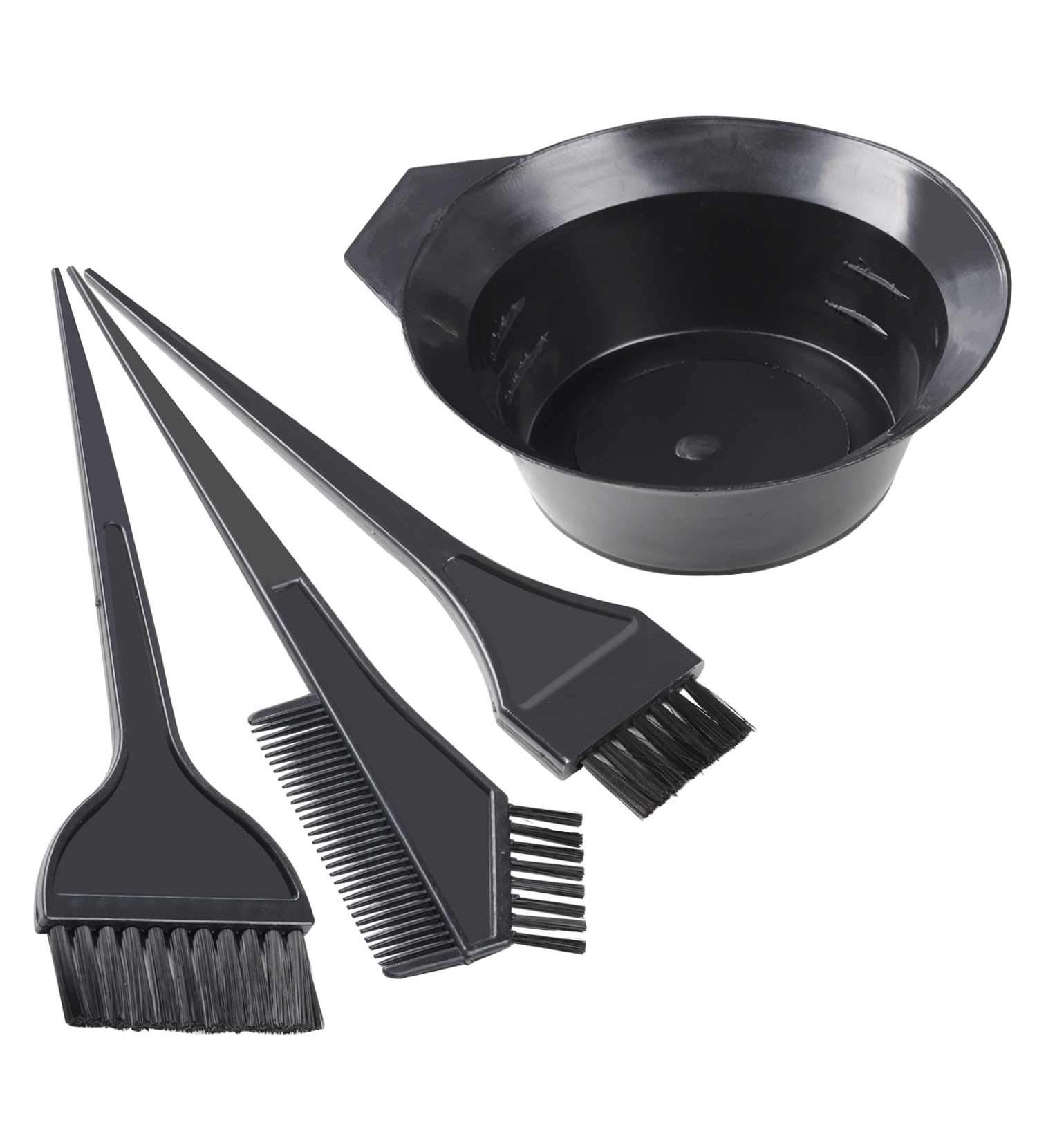 TRIXES 4PC Hair Dye Kit - Professional Hair Colour Bowl and Brush Set for Home or Salon Use - Black - Buy Online on SooperMarket.com