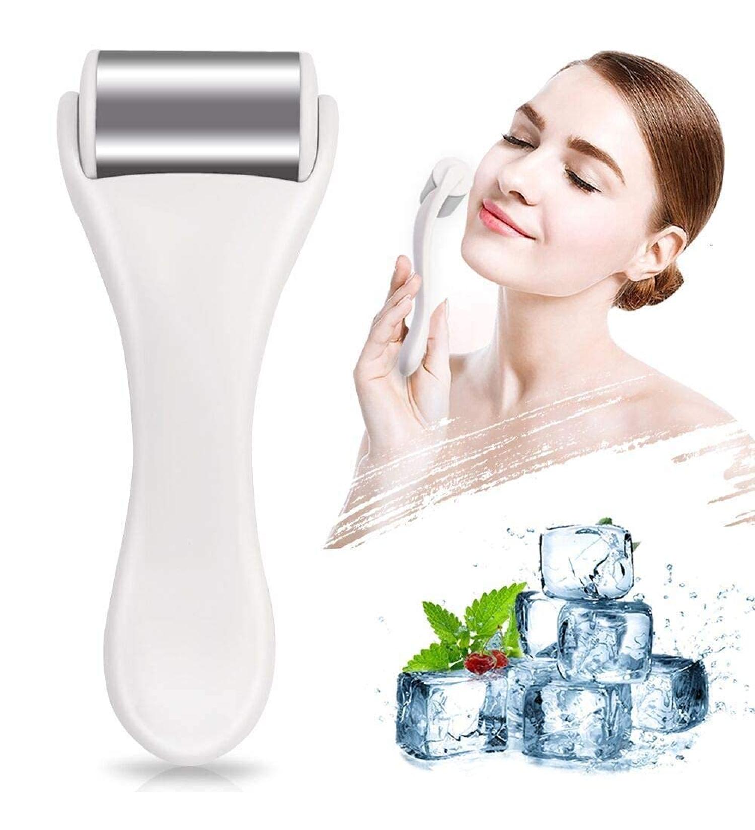 Ice Roller for Face & Eye Puffiness Relief | Stainless Steel Face Massager for Migraine & Pain Relief | White Ice Roller for Skin Care - Buy Online on SooperMarket.com