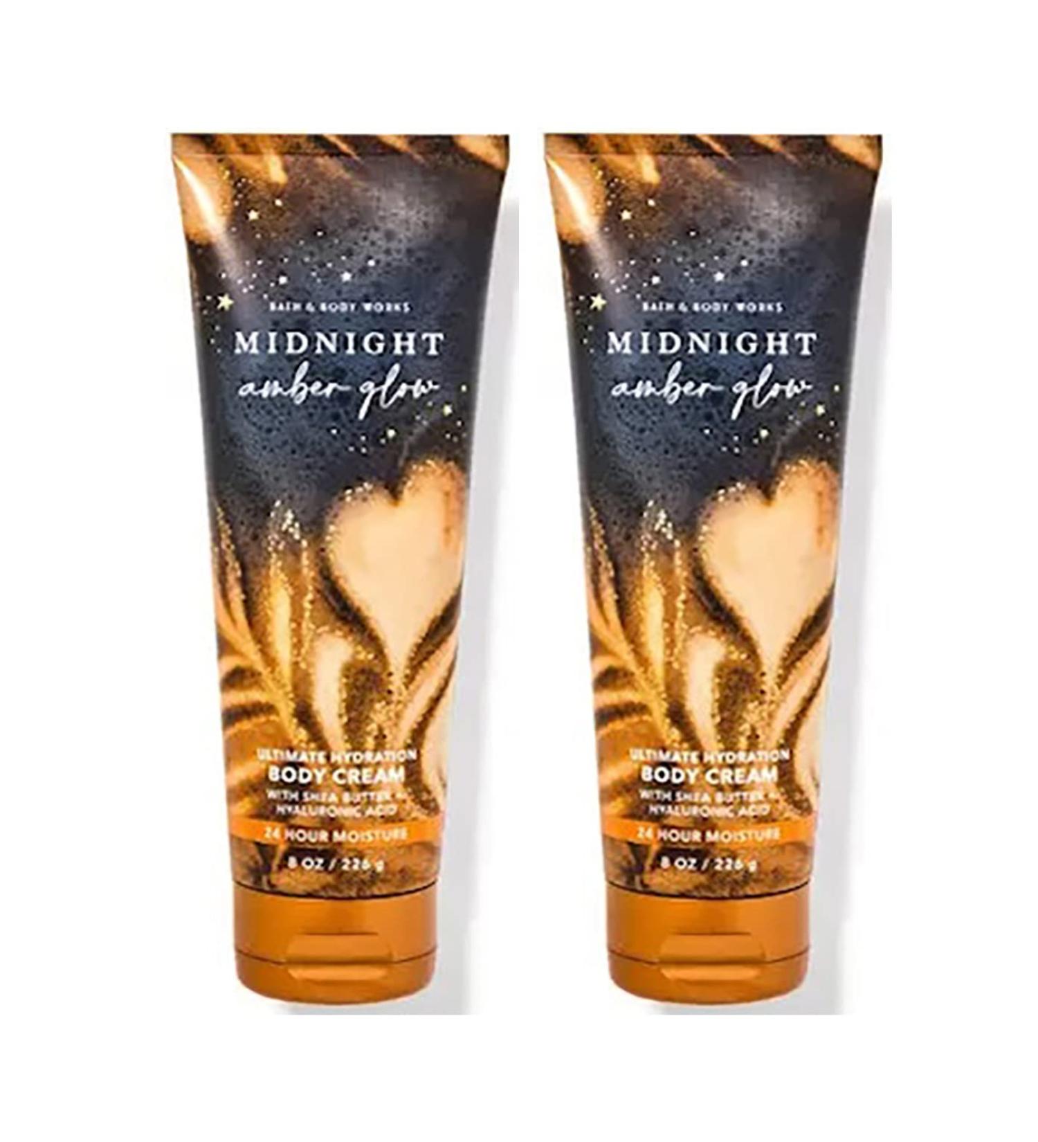 Bath & Body Works Midnight Amber Glow Ultimate Hydration Body Cream For Women 8 Fl Oz 2- Pack (Midnight Amber Glow) 8.0 ounces