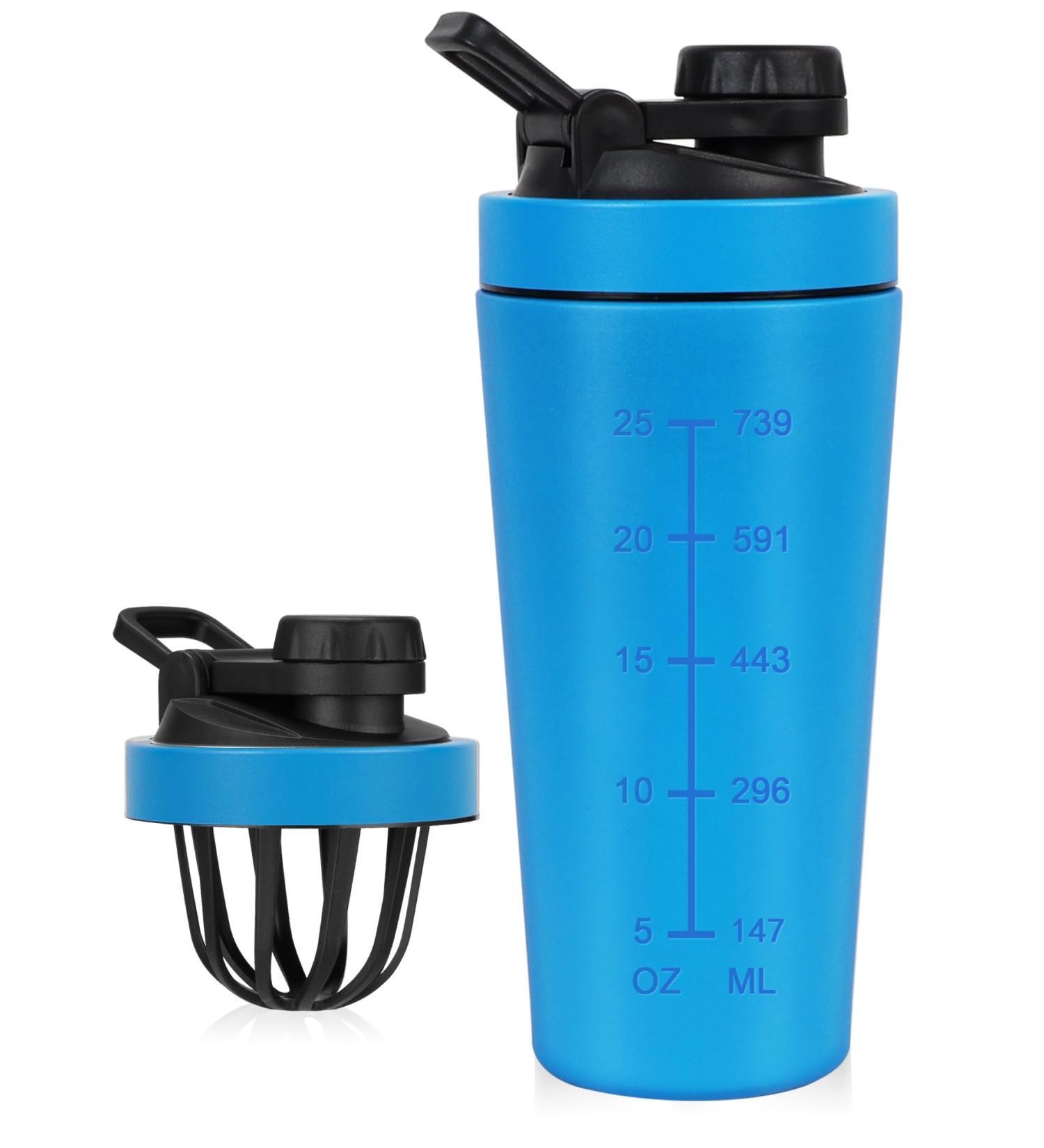 ROCKY&CHAO Stainless Steel 900ml Protein Mixer Shaker Bottle - Blue | Fitness Shaker for Men and Women - Buy Online on SooperMarket.com
