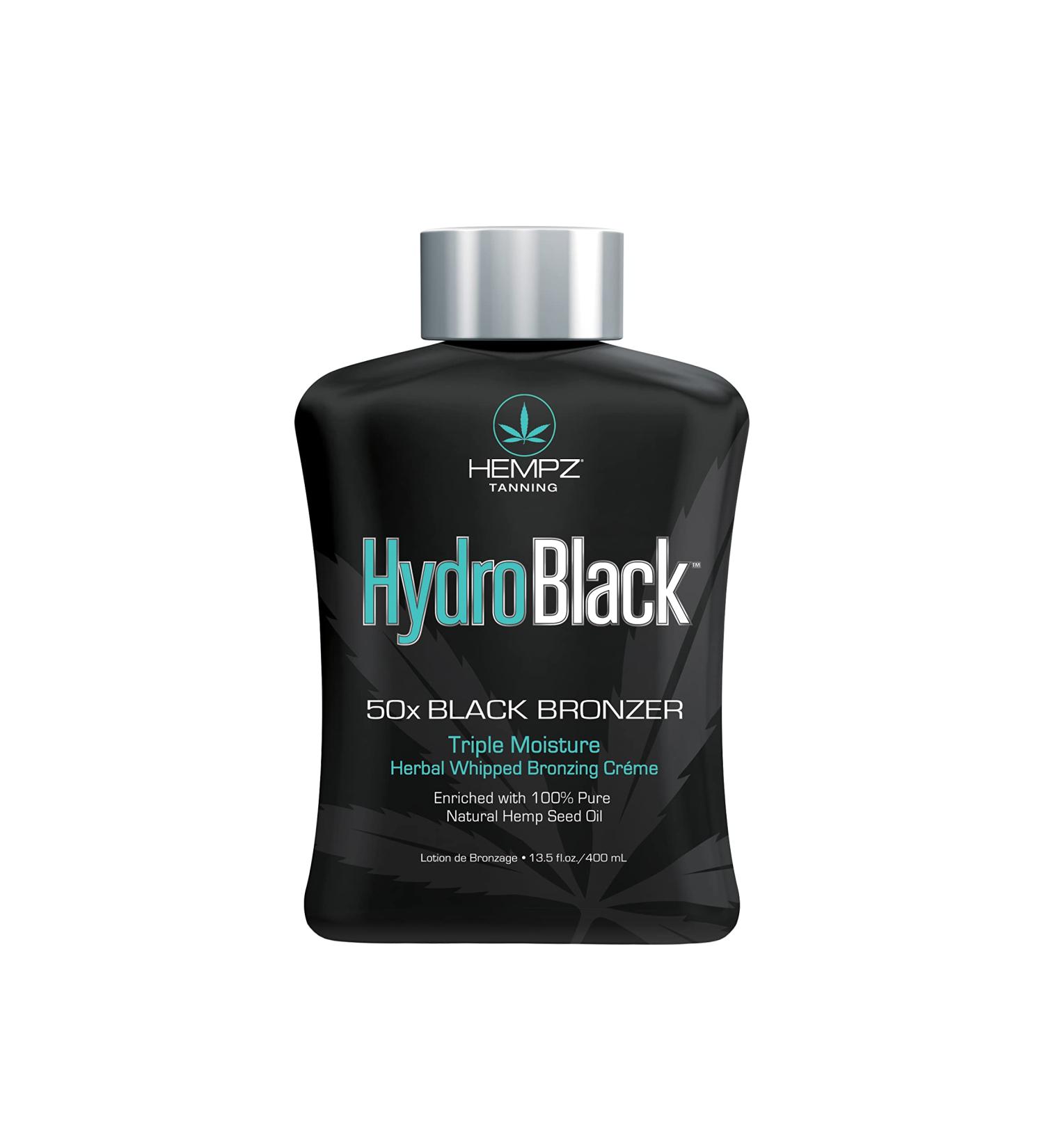 Hempz Hydroblack 50X Black Bronzer 13.5 Fl Oz - Herbal Moisturizing Self Tanner for Tanning Beds, Beach & Sun - Buy Online on SooperMarket.com