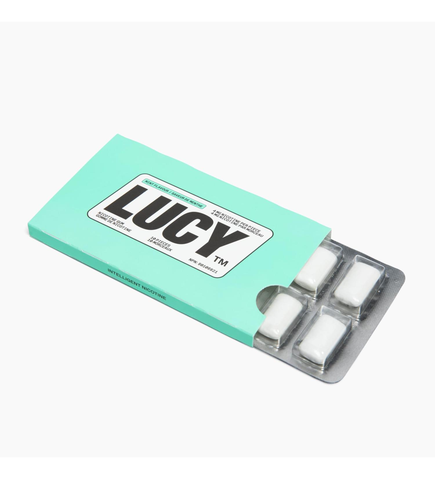 LUCY Nicotine Gum 4mg 100 Count | Mint Flavour | NPN 80108821 | Stop Smoking Aid | 10 pcs per Pack x 10 Packs - Buy Online on SooperMarket.com