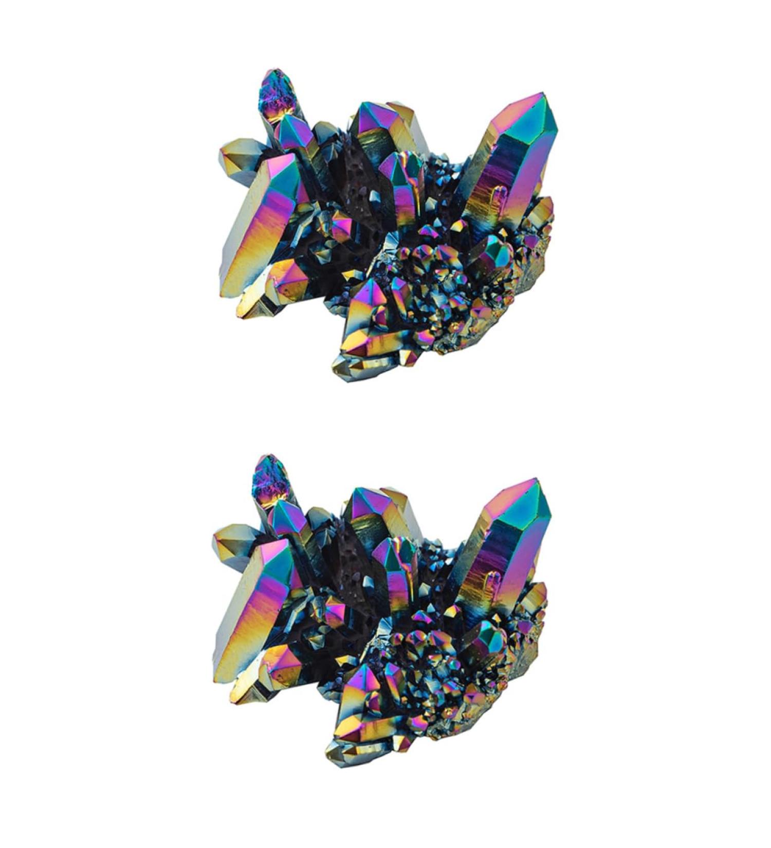 VILLCASE 2pcs Colorful Crystal Clusters Fish Tank Stones Mineral Specimen Natural Stones Cluster Rough Stone - Buy Online on SooperMarket.com