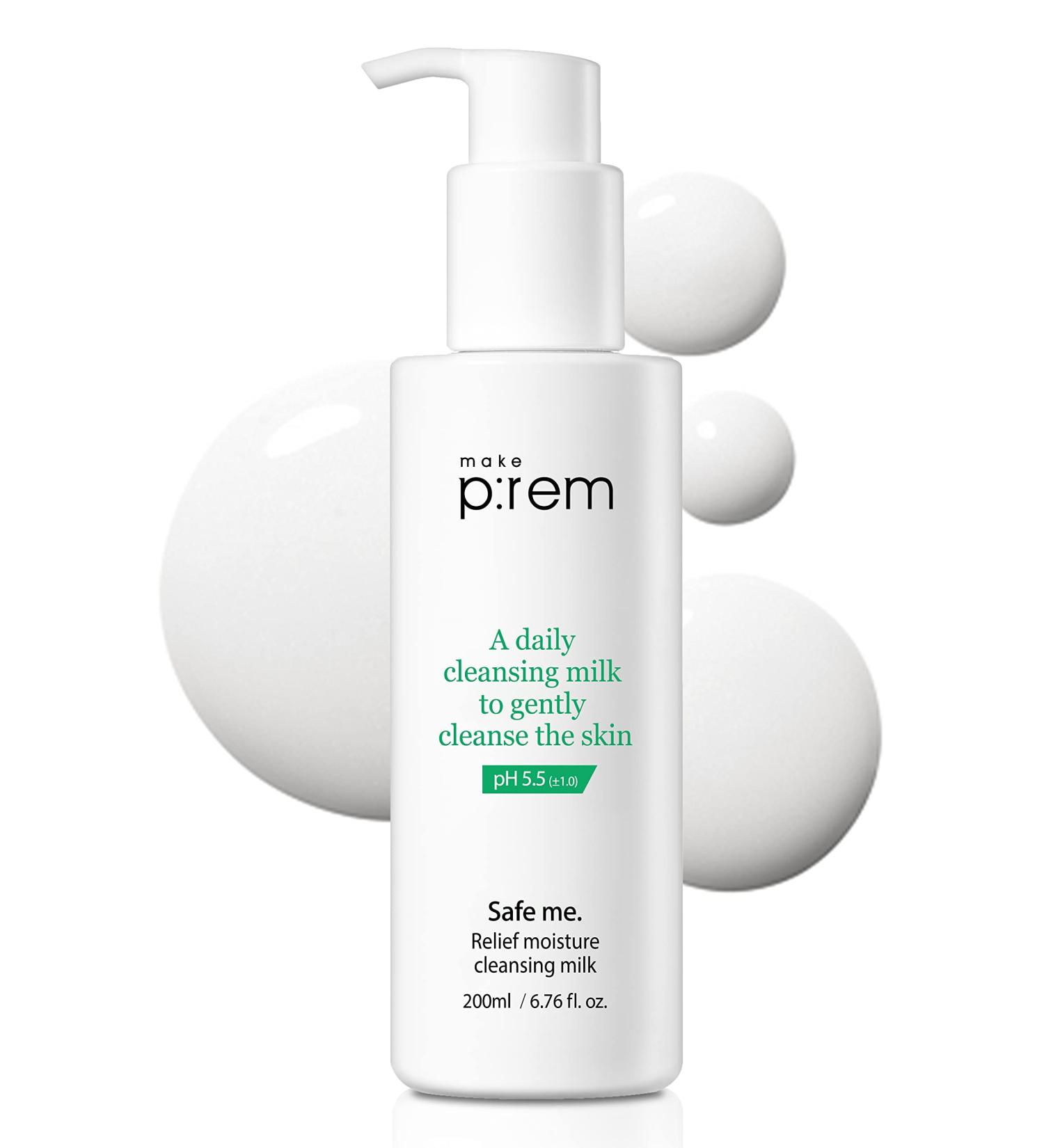 MAKEPREM Safe Me Relief Moisture Cleansing Milk 6.76 Fl Oz - Gentle Makeup Remover for Dry, Sensitive, Acne-Prone Skin - pH 5.5 Mild Cleanser for Moisturizing and Age-Defying Benefits - Buy Online on SooperMarket.com