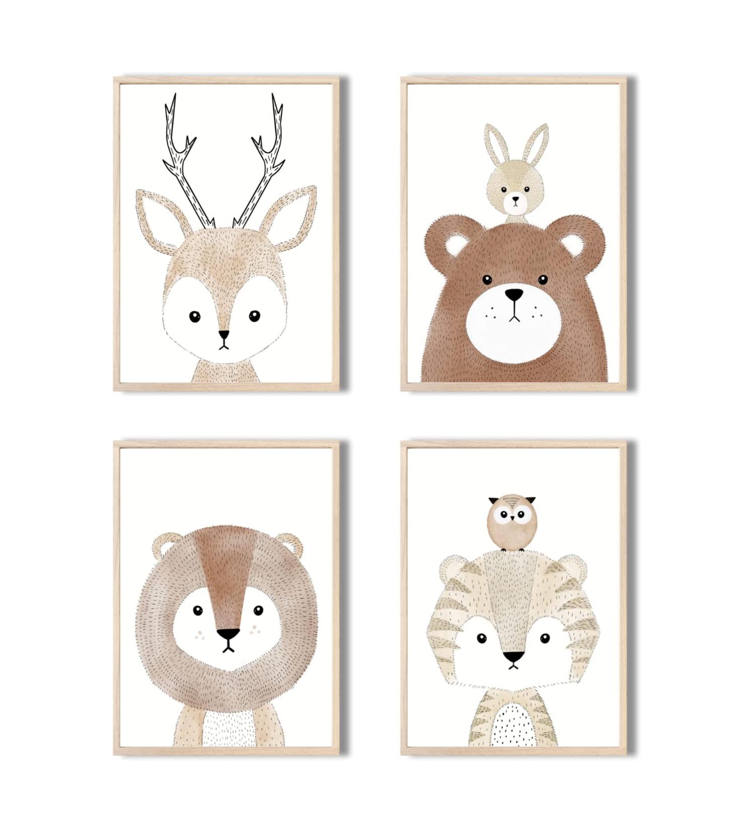 Meinbaby123 Children's Room Posters | 4 Set Din A4 Country Pictures | Baby Room Decoration | Wall Art for Girls & Boys - Buy Online on SooperMarket.com