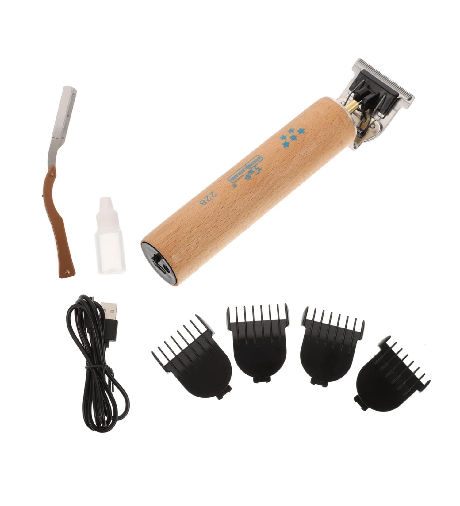 Angoily 1 Set T-Type Electric Pusher Oil Head Wooden Electric Clippers - Buy Online on SooperMarket.com