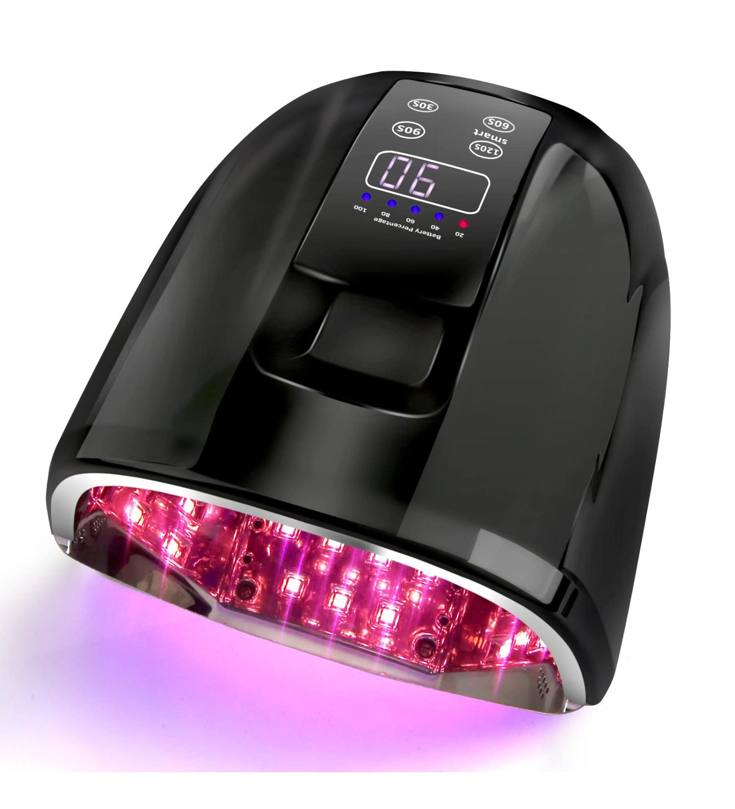 90W Professional Wireless UV LED Nail Lamp Gel Curing Dryer with 45 Beads and LCD Display - Black - Buy Online on SooperMarket.com