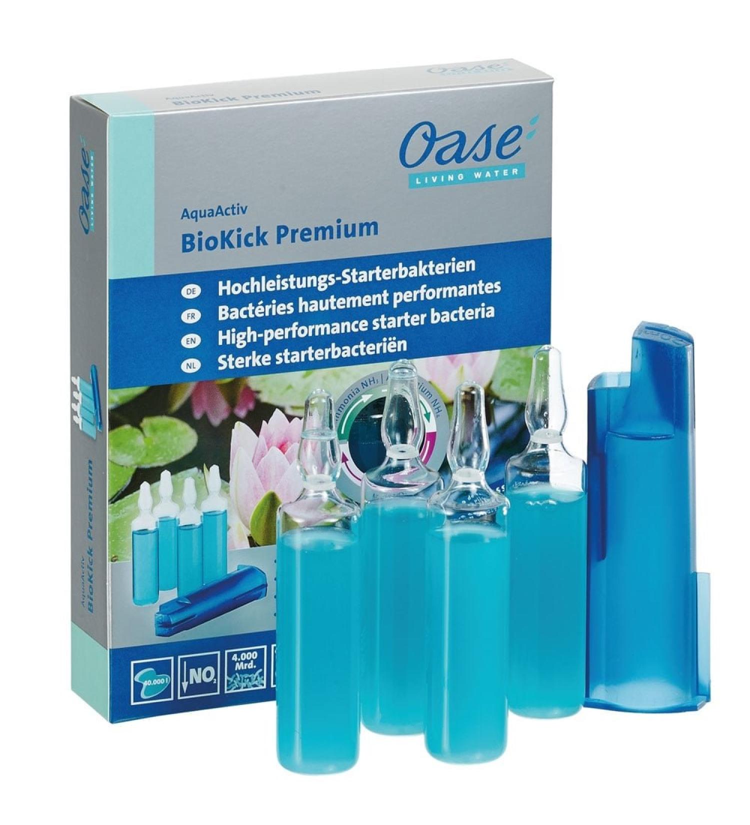 OASE 51280 Aquaactiv Biokick Premium - 4 x 20 ml Filter Bacteria for 10 000 L Pond | Starter Bacteria for Garden Ponds | Highly Concentrated 80 ml - Buy Online on SooperMarket.com