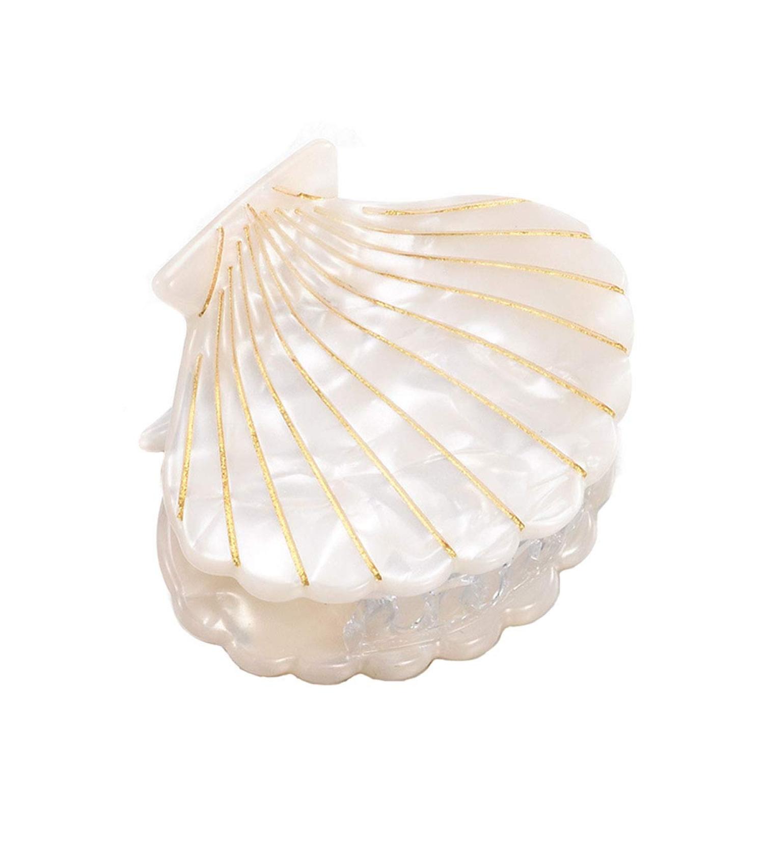 Shell Jaw Clip Hair Claw | Resin Hair Clips Marble Pattern Hair Accessories - White - Buy Online on SooperMarket.com