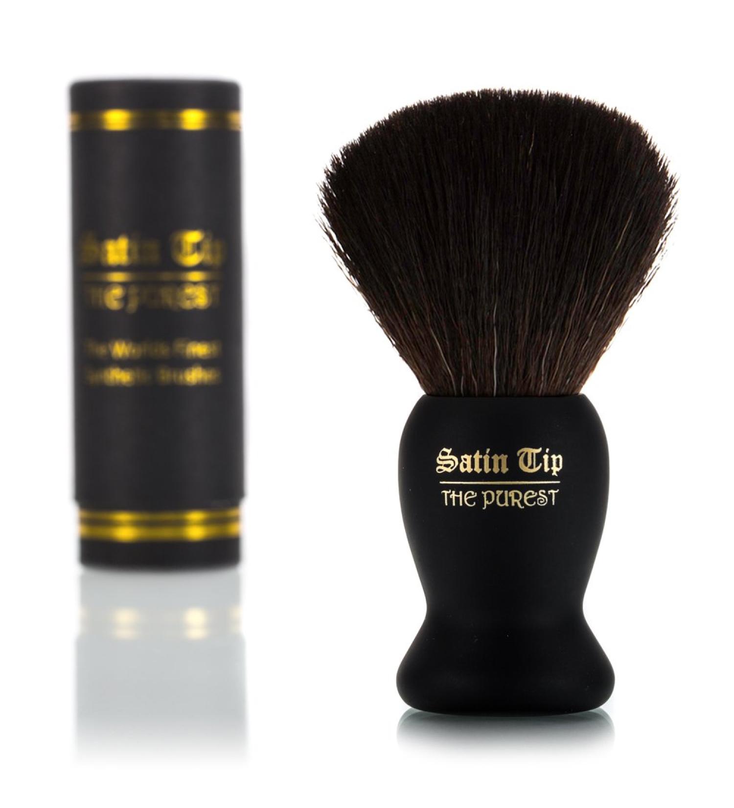 Satin Tip Pure Shave Brush - Synthetic Black Bristles Soft Touch & Case | International Shipping Available - Buy Online on SooperMarket.com