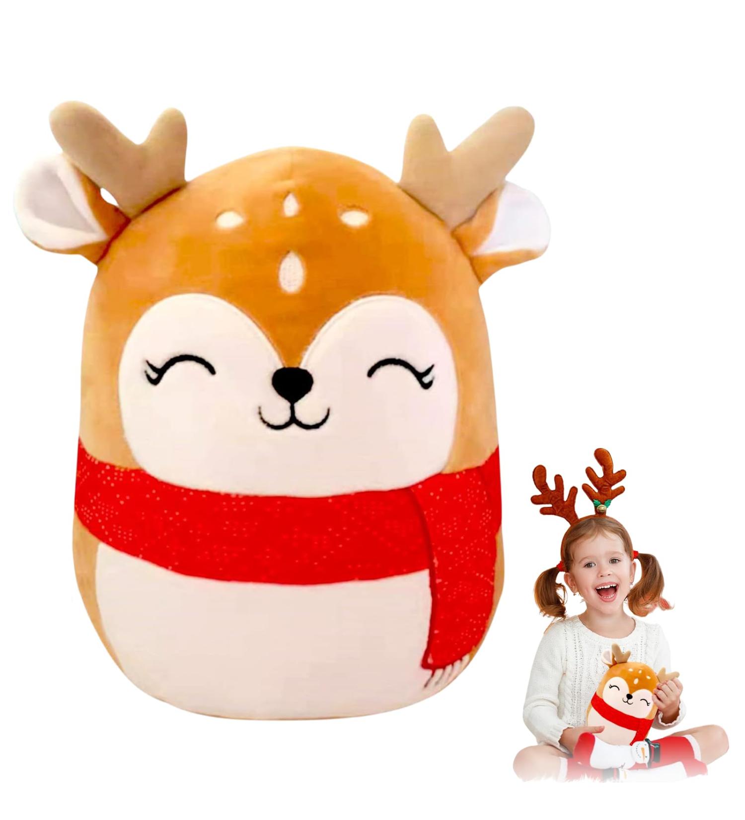 Christmas Elk Stuffed Animal Plush Pillow - Cute Soft Toy for Kids - Perfect Gift for Christmas & Birthdays - Decorative Pillow for Sofa & Bedroom - Buy Online on SooperMarket.com