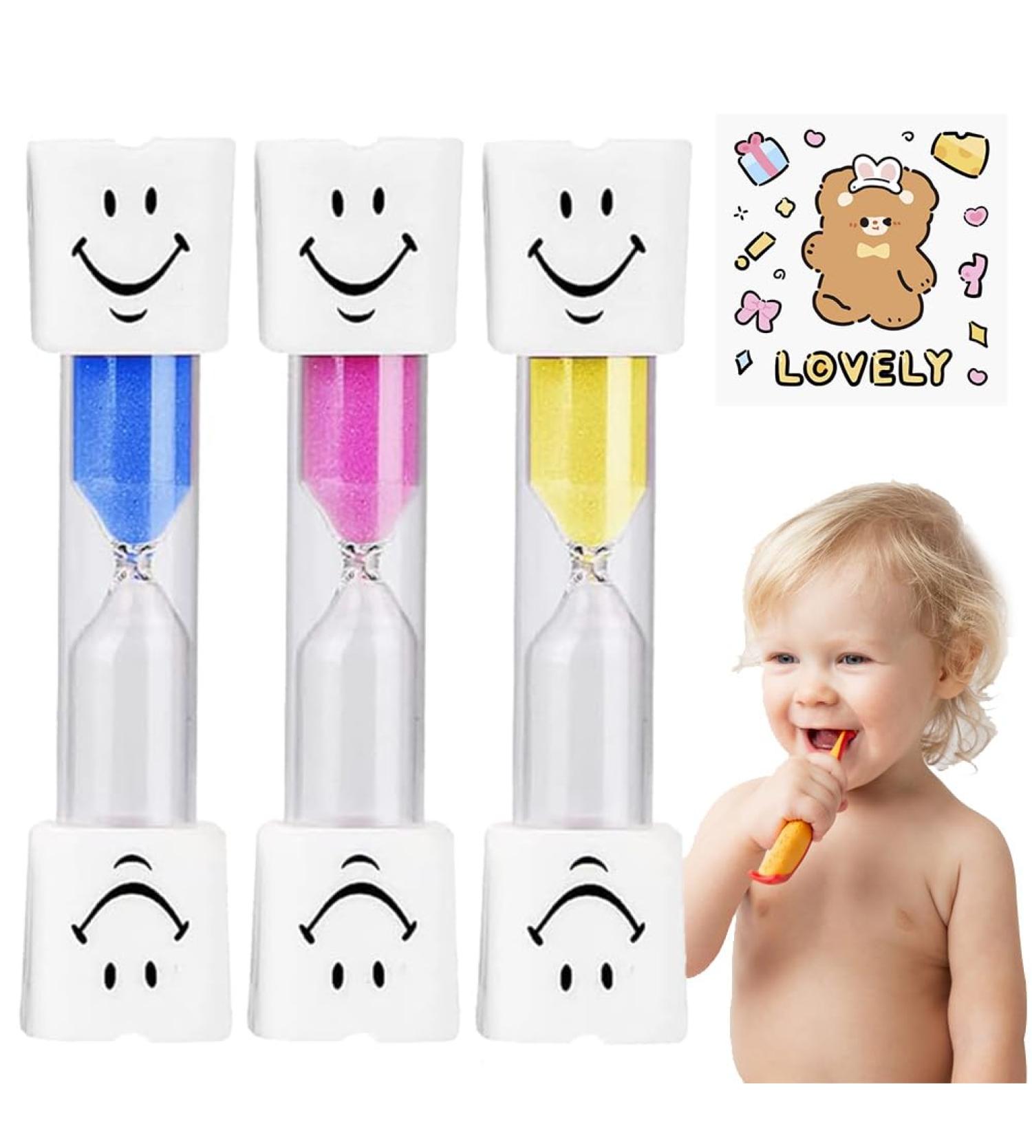 3-Minute Smiley Hourglass Timer for Kids - Fun Toothbrush Countdown | 3-Piece Set - Buy Online on SooperMarket.com