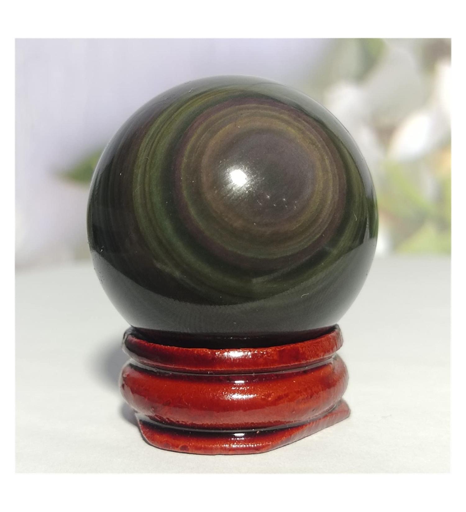 Natural Sphere Rainbow Cat Eye Black Obsidian Crystal Ball Natural Quartz Gemstone Gift Stone Home Decoration 1pc (Color : 65-75g) - Buy Online on SooperMarket.com