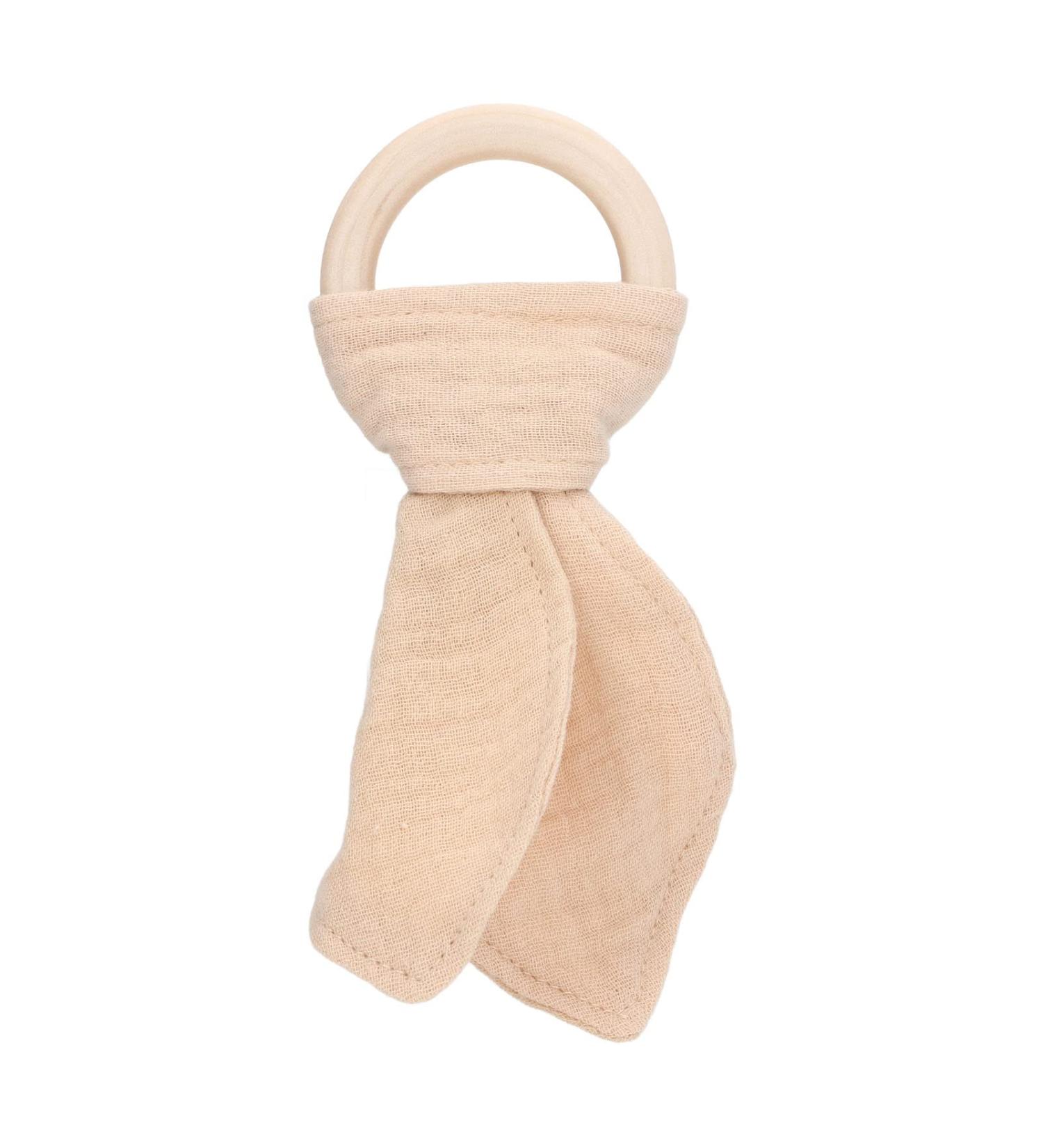 Soft Baby Teething Wooden Ring | Handgrip Training Teether Toys for Babies - Khaki | International Shipping Available - Buy Online on SooperMarket.com