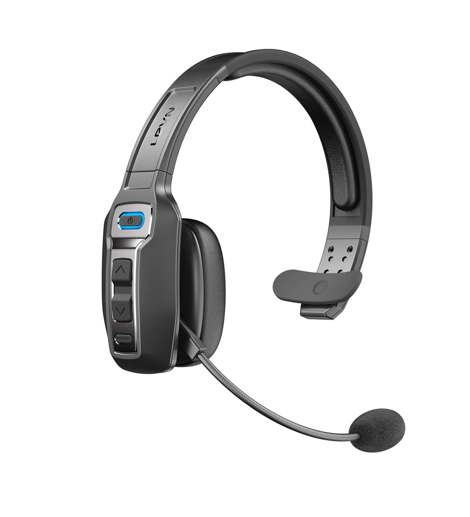 LEVN Bluetooth Headset with AI Noise Cancelling & Mute Button | 60 Hrs Working Time | Trucker Wireless Headphones | Ideal for Home Office & Remote Work - Buy Online on SooperMarket.com