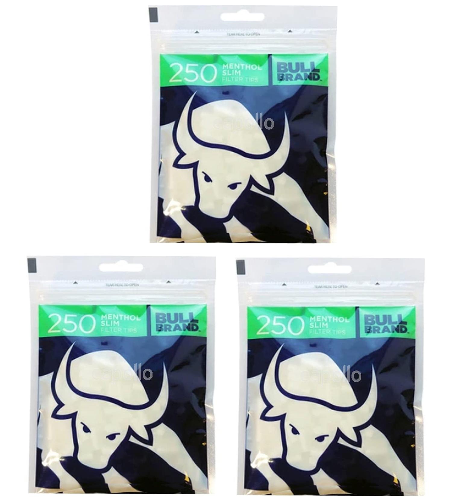 Bull Brand 250 Menthol Slim Filter Tips - Pack of 5 - Buy Online on SooperMarket.com