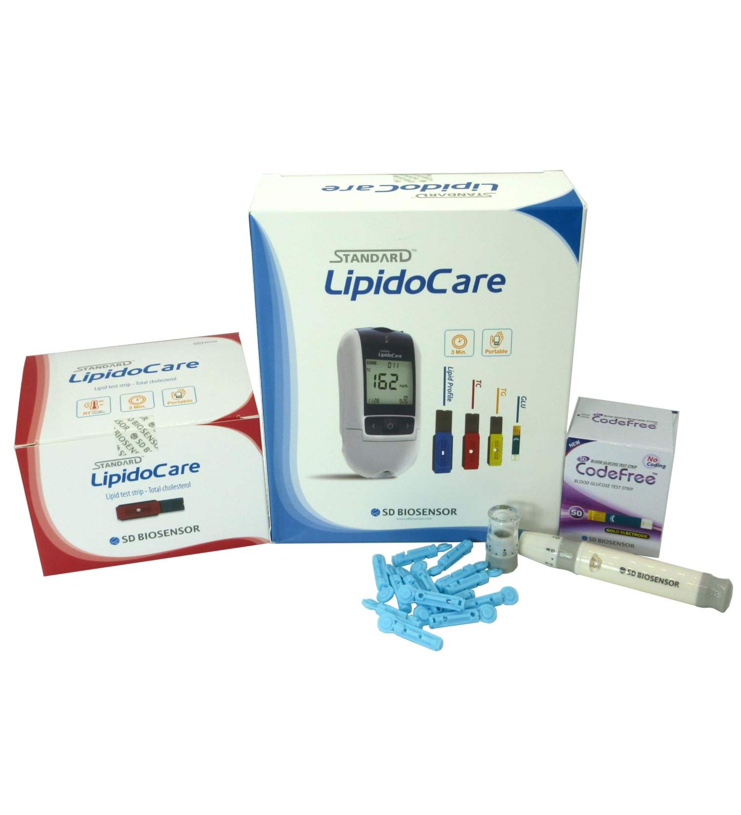 LipidoCare Meter + Total Cholesterol Test Strips + Glucose Test Strips + Lancing Device and Lancets Meter + TC & SD Strips + Lancets & Device - Buy Online on SooperMarket.com