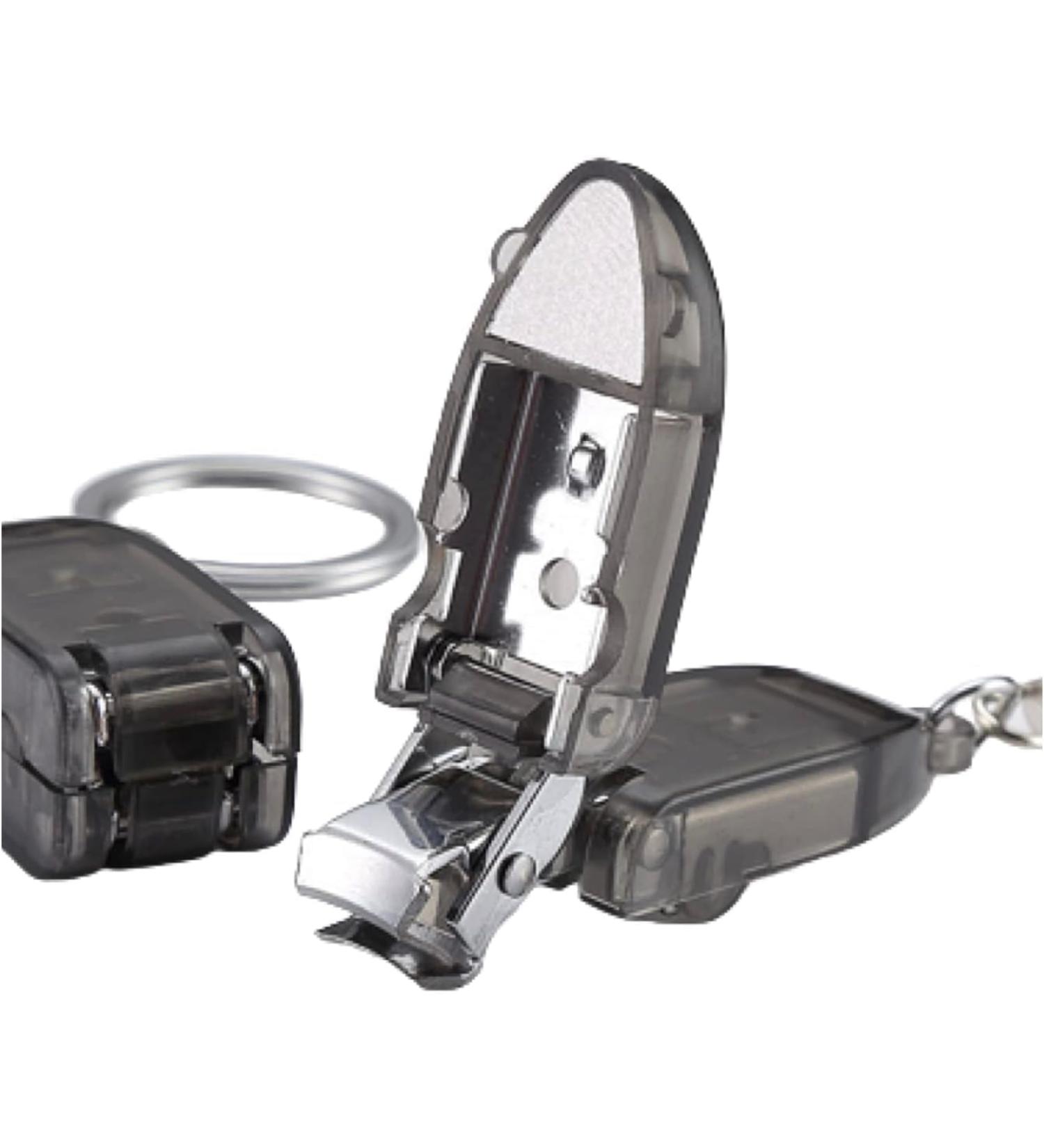 Silver Travel Keychain Nail Clippers - Portable Stainless Steel Finger Nail Cutter for Thick Nails with Mini File - Essential Nail Care Accessories - Buy Online on SooperMarket.com