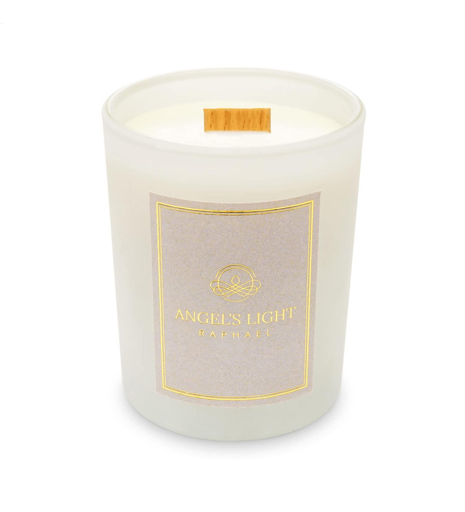 Angels Light Raphael - Luxurious Handmade Fragrance Candle | 270g Natural Soy Wax with Essential Oils | Healing Energy & Joy | Sandalwood Pine Sage Bergamot - Eco-Friendly Wooden Wick - Buy Online on SooperMarket.com
