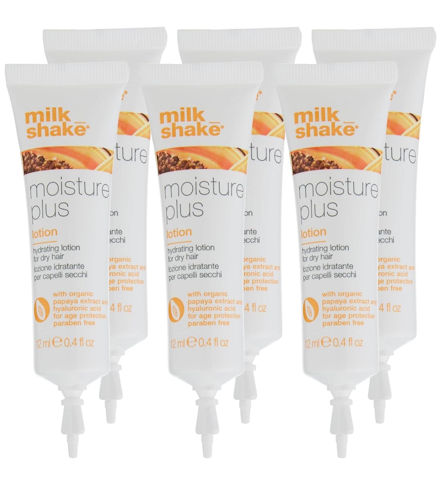 Milkshake Shake Moisture Plus Lotion - 6 x 12ml Moisturizing Cream for Dry Hair with Papaya Extract & Integrity 41 | Shop Now for Healthy Hair - Buy Online on SooperMarket.com