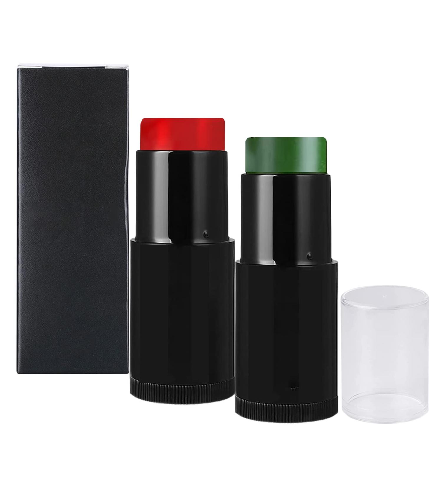 2Pcs Red Green Face Body Paint Stick Cream for Halloween Cosplay - Waterproof and Hypoallergenic - Buy Online on SooperMarket.com