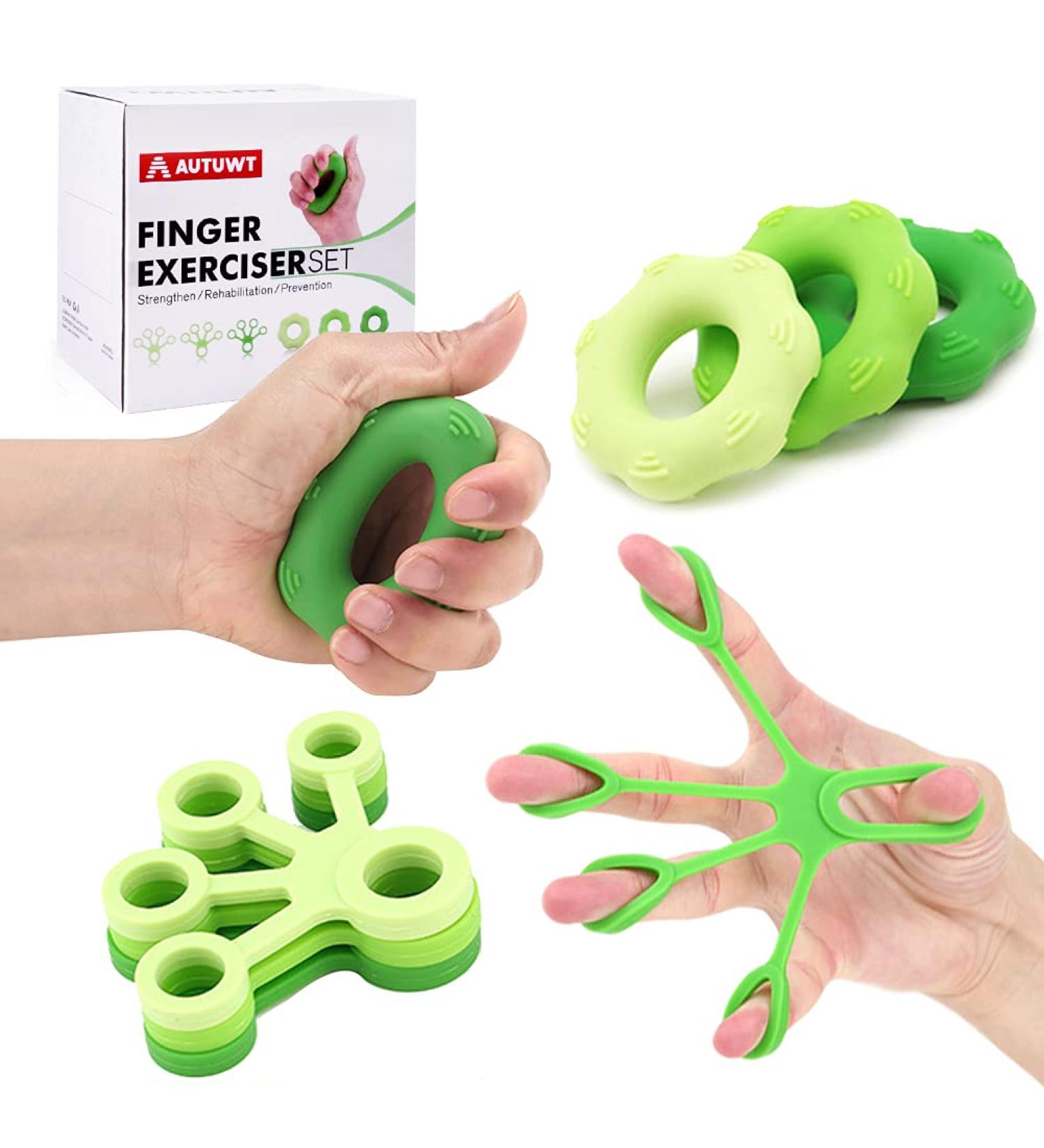 Autuwt Finger Trainer 6-Set | Hand Grip Strengthener & Muscle Trainer | Improve Grip & Hand Strength - Green - Buy Online on SooperMarket.com
