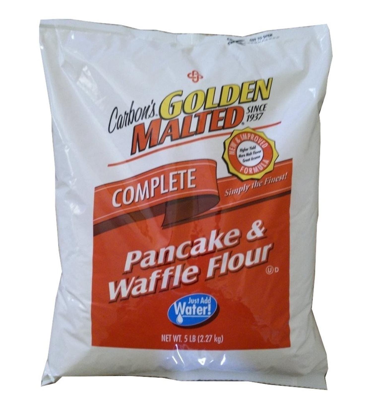 Carbon's Golden Malted Pancake and Waffle Flour Mix - 80 ounces - Complete Mix - Just Add Water