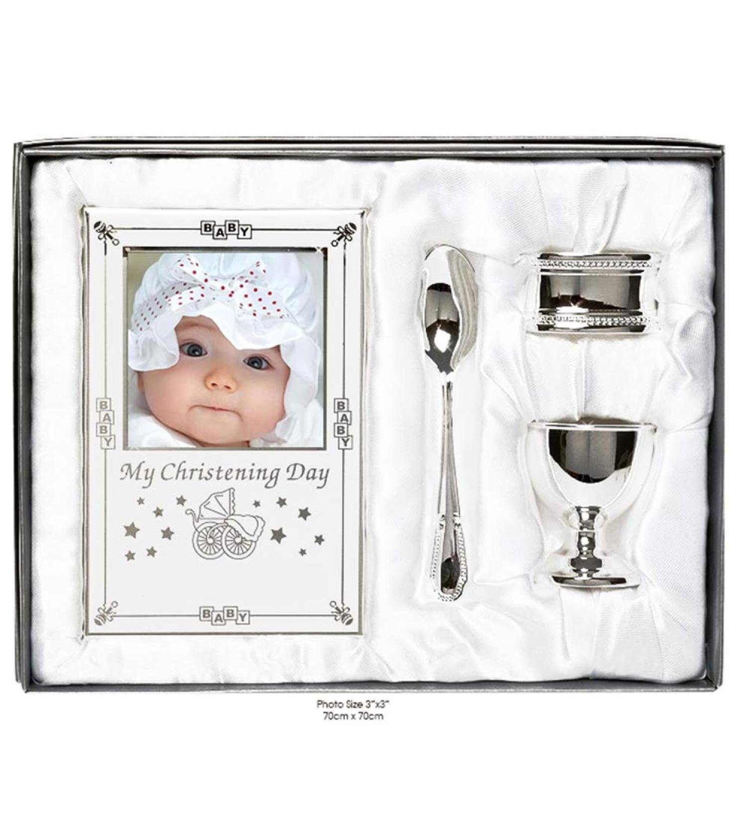 Silver Plated Christening Day Gift Set - 4-Piece in Presentation Box - Buy Online on SooperMarket.com
