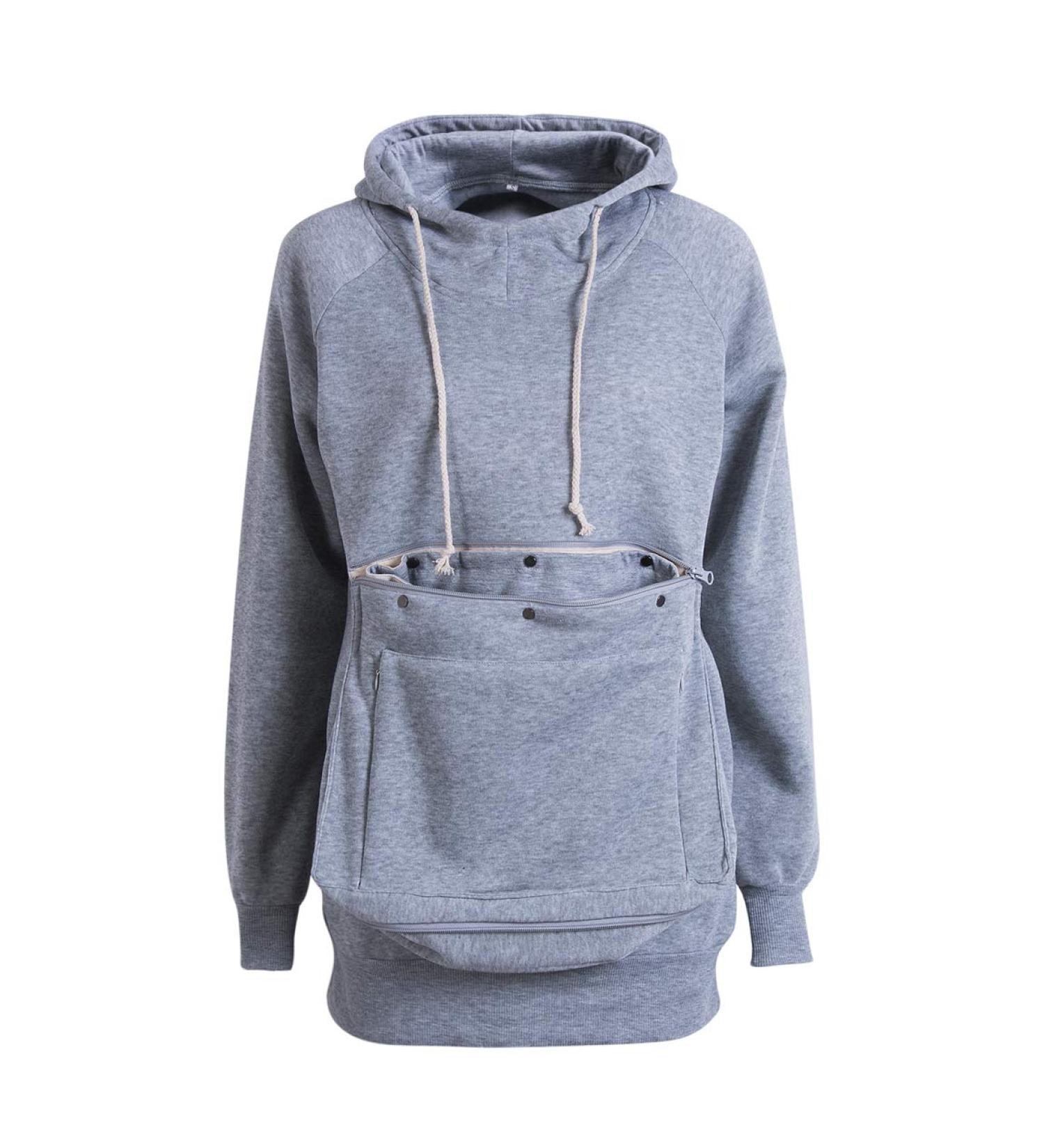 Men's & Women's Gray Long Sleeve Kangaroo Pocket Hoodie - Cat Puppy Sweatshirt XL | International Shipping Available - Buy Online on SooperMarket.com