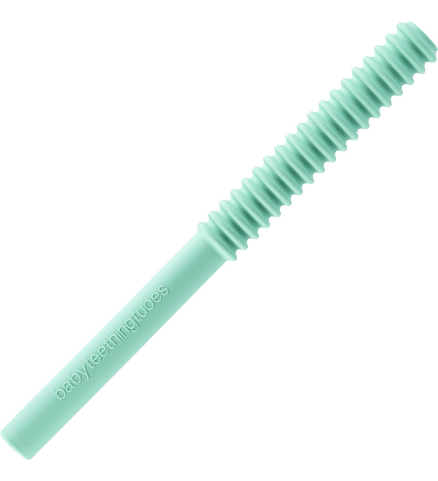 USA Made Baby Teething Tubes - Soft & Durable Silicone Teether - Mint 7 Inches - Teething Relief Must-Haves for Babies and Toddlers - Food Safe & Easy to Clean - Buy Online on SooperMarket.com
