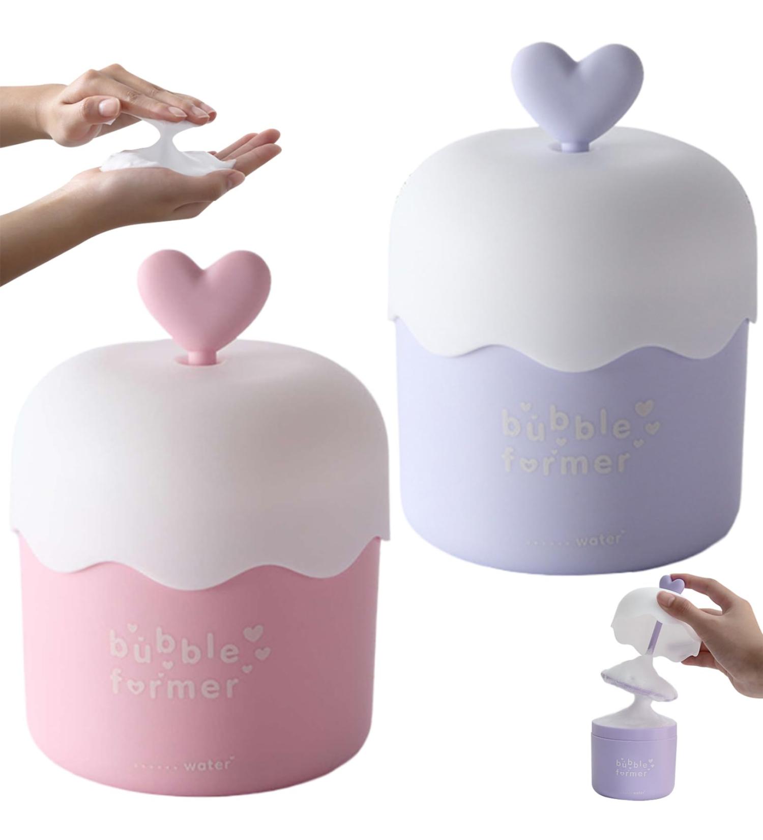Skincare Bubble Foam Maker - 2Pcs Heart Design Portable Cleanser Foamer for Travel & Home - Fast Foaming Face Wash - Buy Online on SooperMarket.com