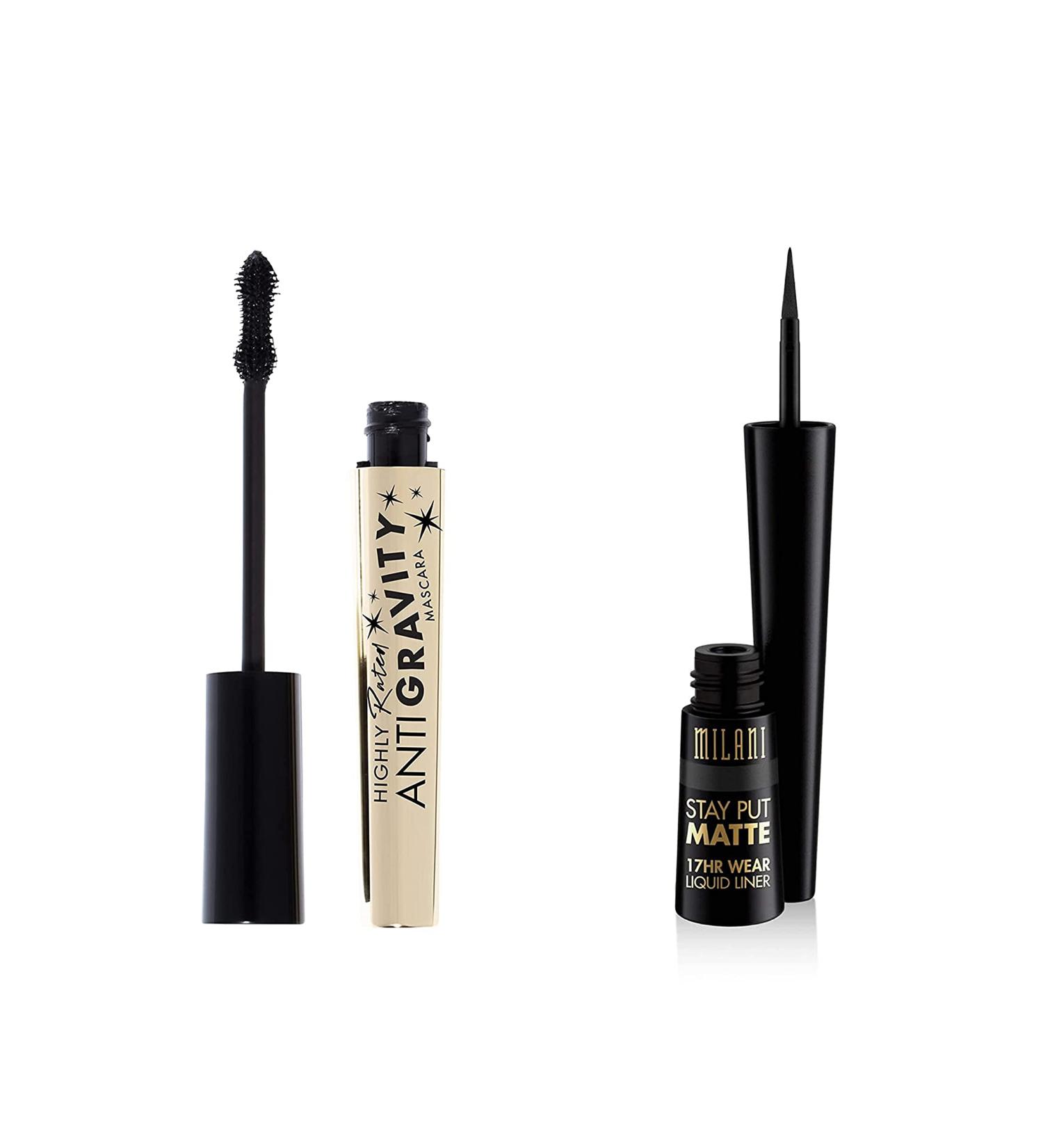 Milani Anti-Gravity Black Mascara with Castor Oil & Stay Put Matte Liquid Eyeliner Bundle - Buy Online on SooperMarket.com