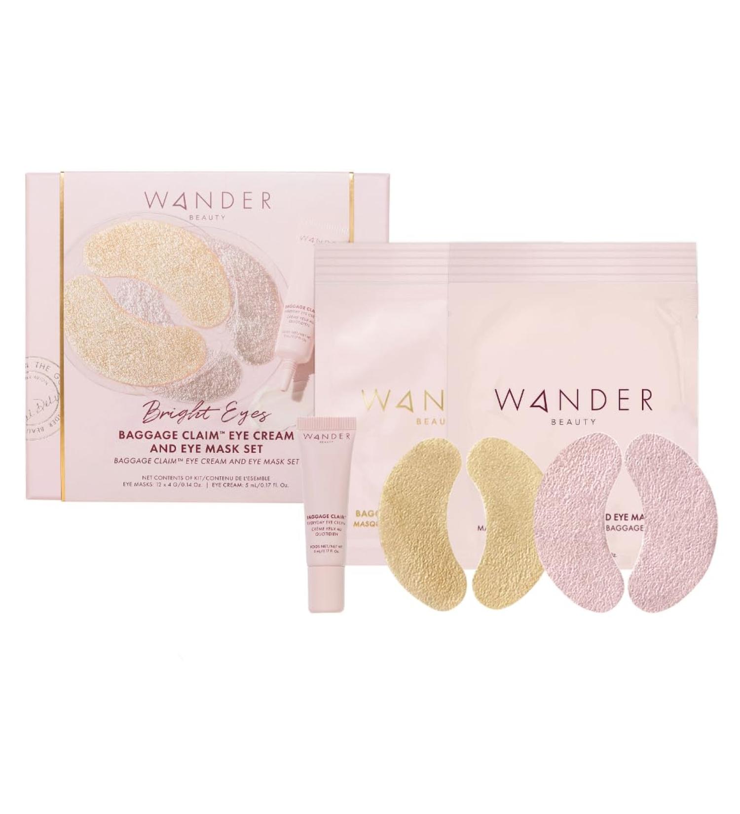 Wander Beauty Bright Eyes Baggage Claim Set - Award-Winning Under Eye Masks & Eye Cream - Best Clean Beauty Gift for Brighter Under Eyes - International Shipping Available - Buy Online on SooperMarket.com