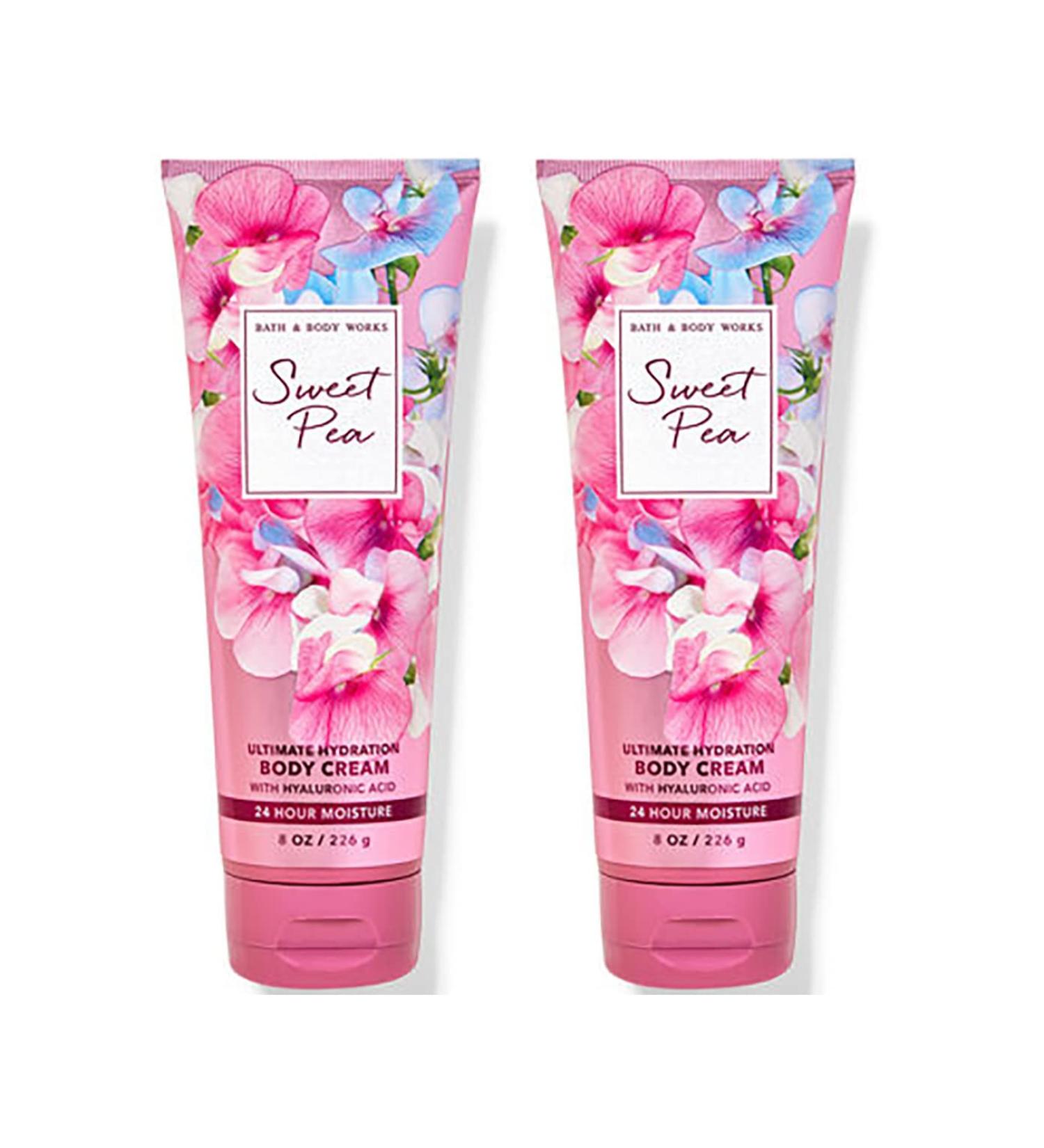 Bath and Body Works Sweet Pea 2 Pack Ultra Shea Body Cream 8 Oz. (Sweet Pea) Coconut Raspberry 8 Ounce (Pack of 2)